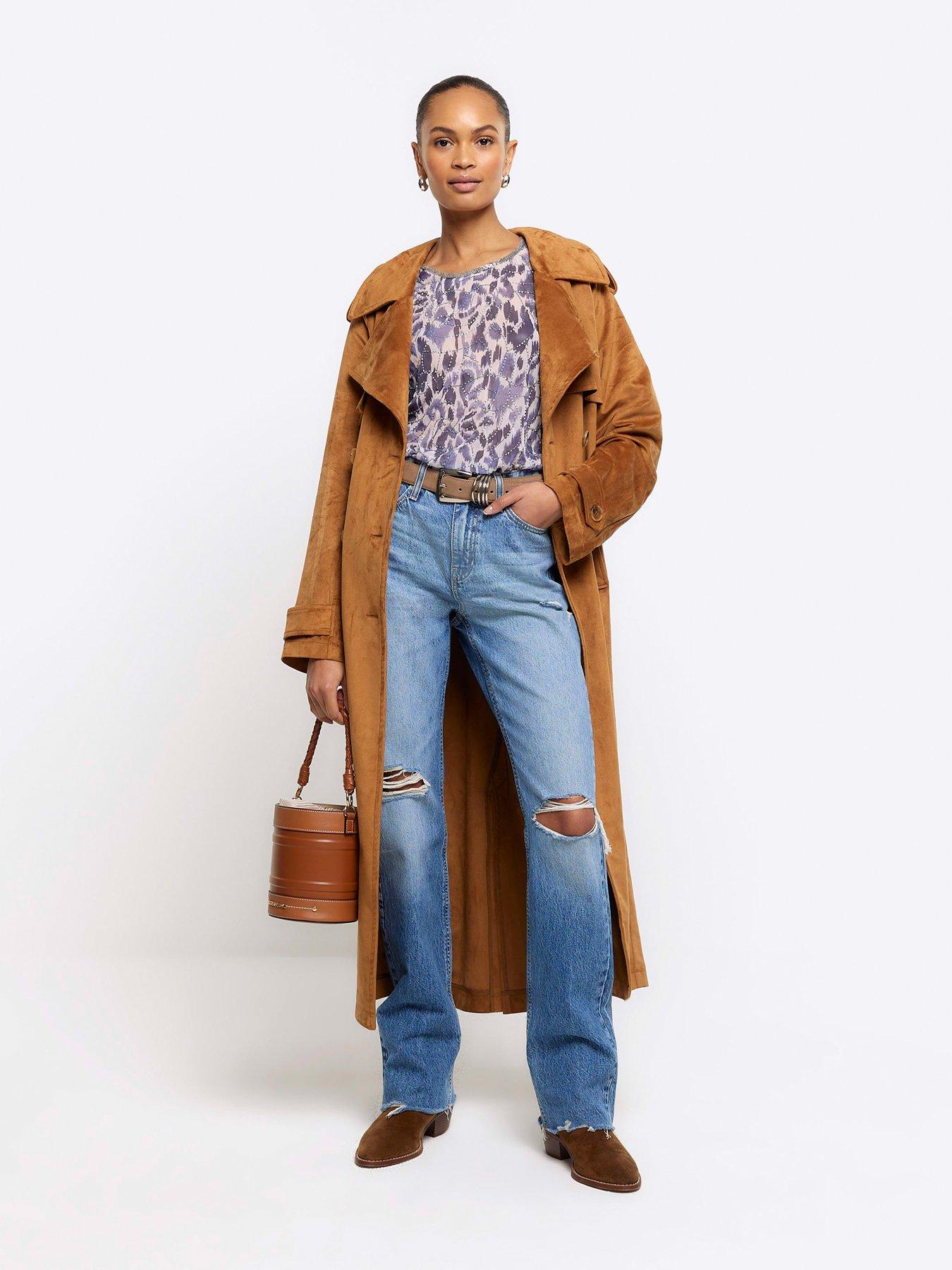 Suedette Trench Brown