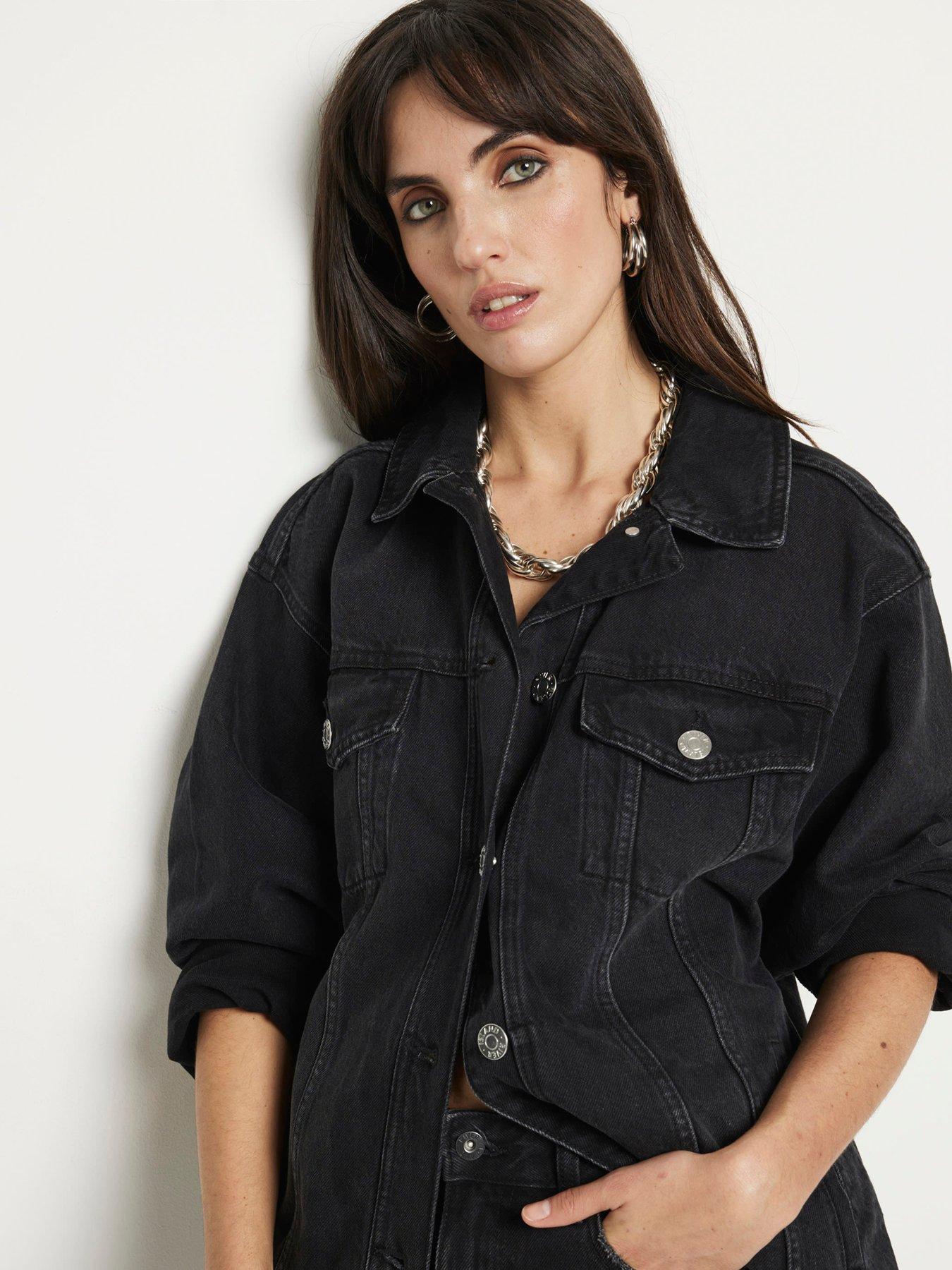 River Island Denim Trucker Jacket Black Very