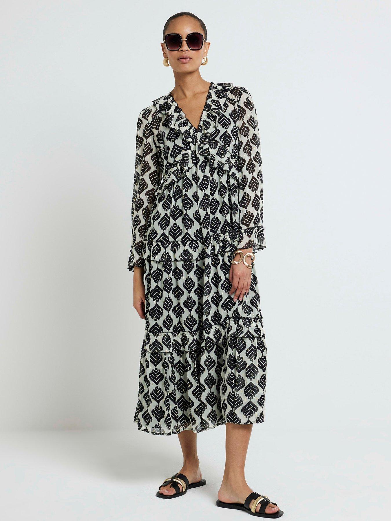 River Island Lurex Smock Dress - Black | Very.co.uk