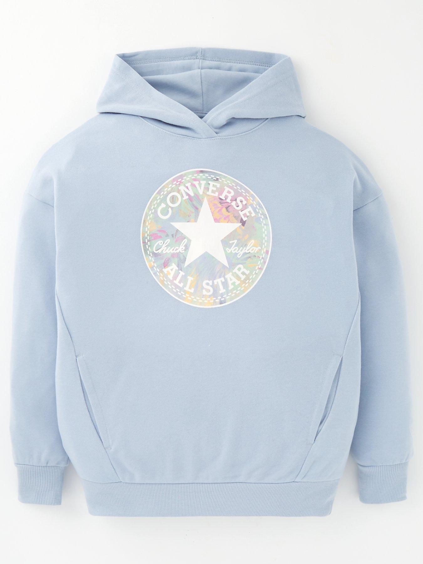 Junior Girls Oversized Chuck Patch Hoodie Light Blue