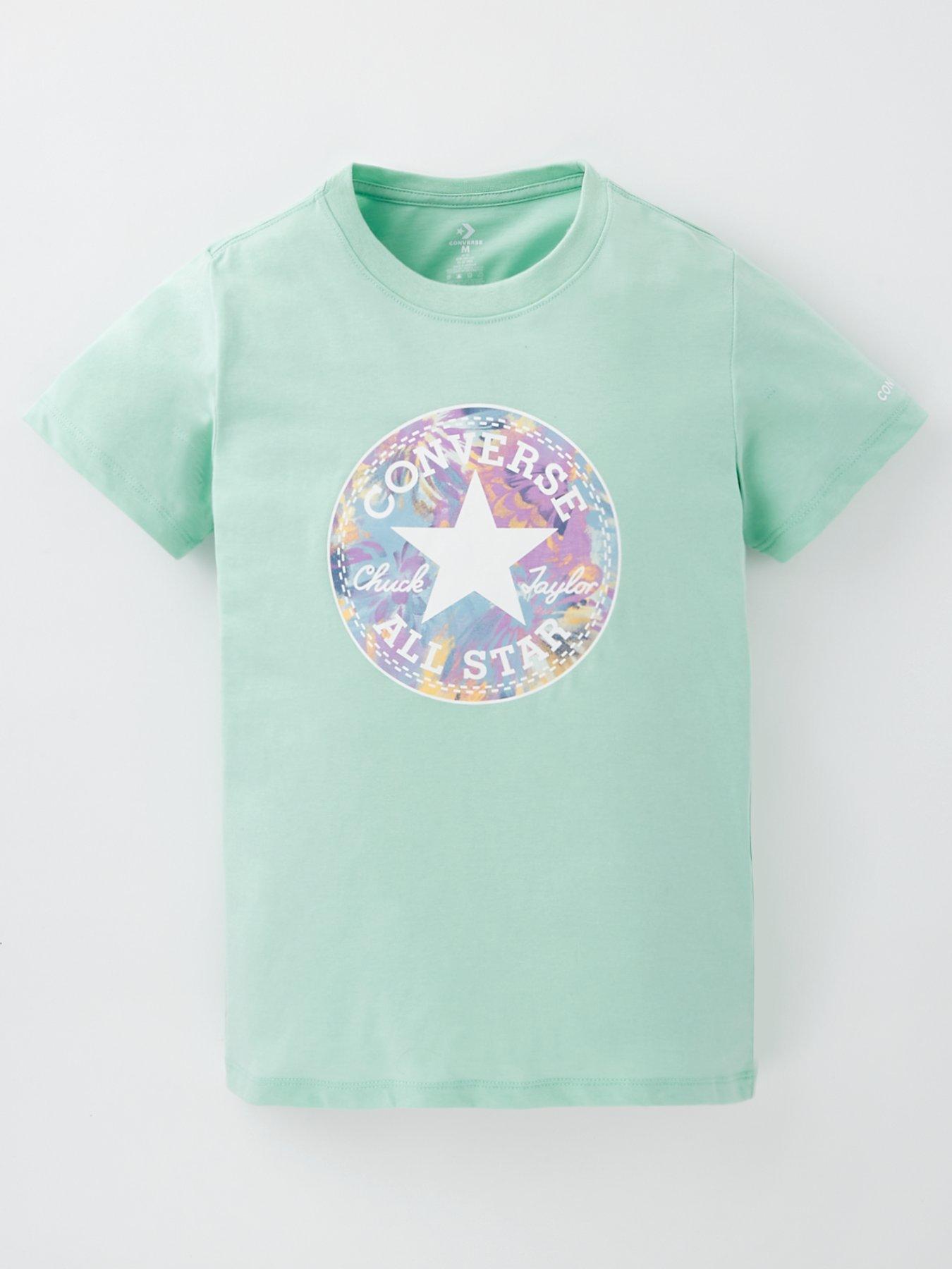 Converse Junior Girls Chuck Patch Graphic T-shirt - Green, Green, Size 12-13 Years