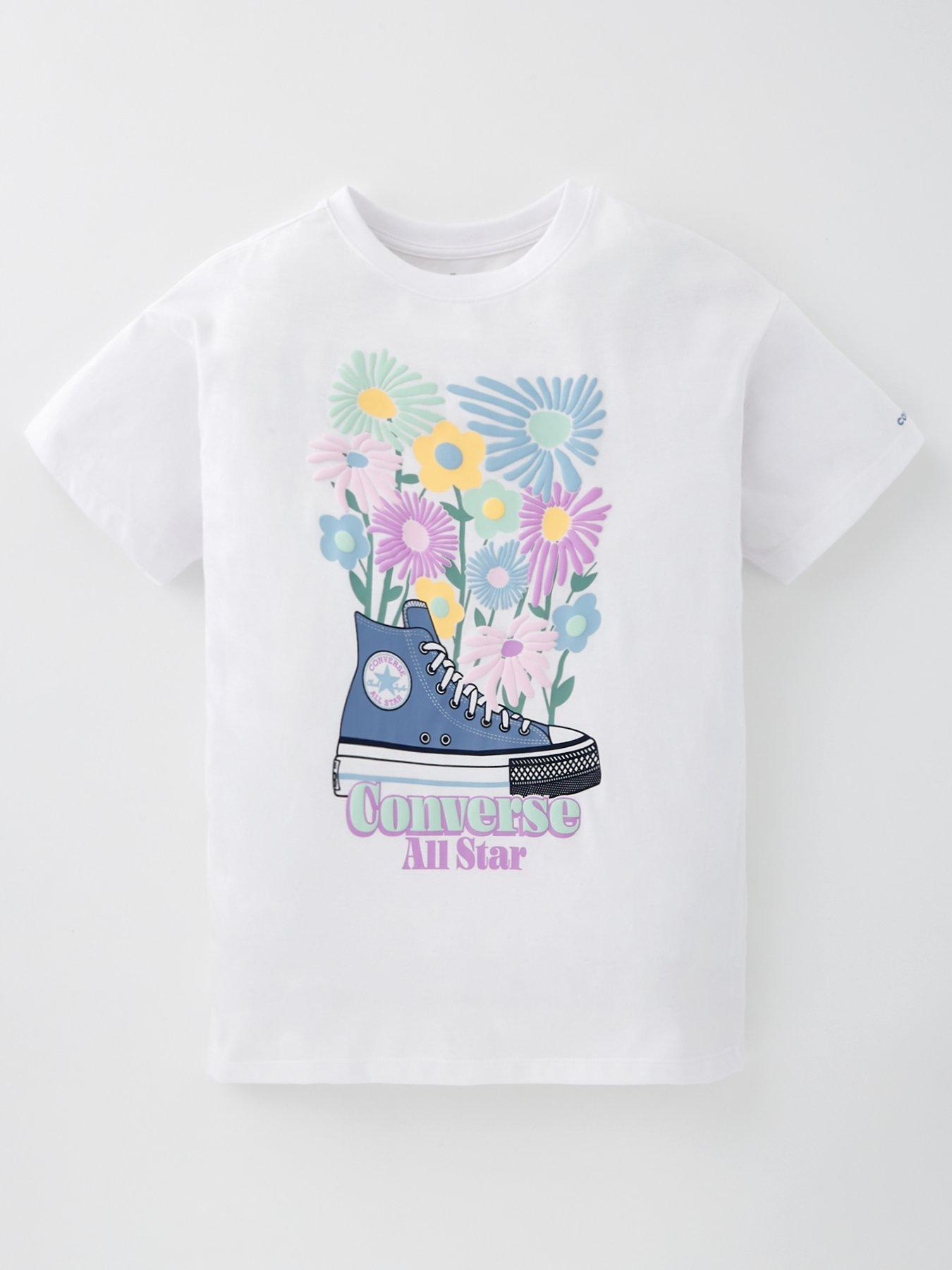 Converse Junior Girls Boyfriend Graphic T-shirt - White, White, Size 12-13 Years