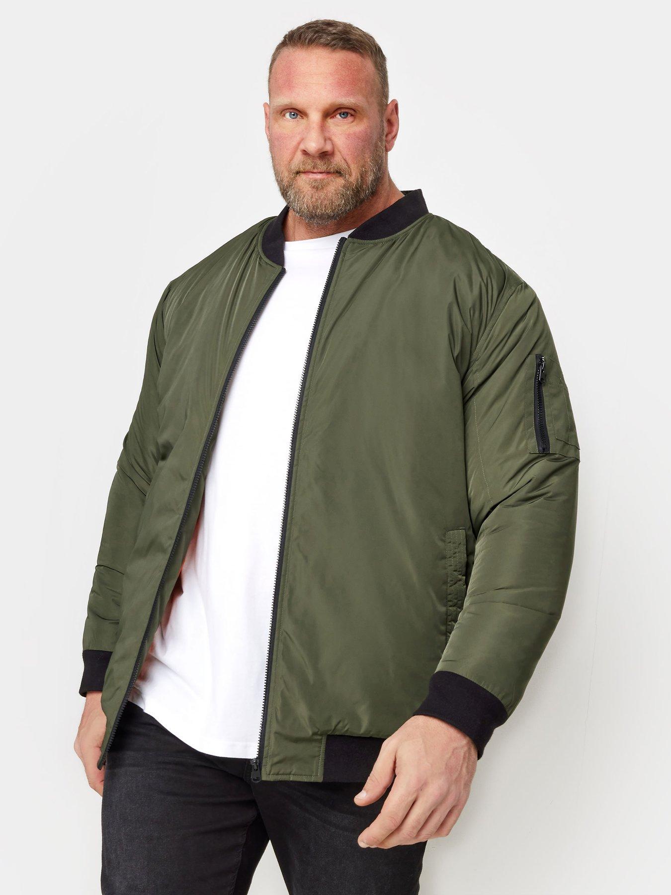 BadRhino Big & Tall Mens Plus Size Khaki Green Bomber Jacket