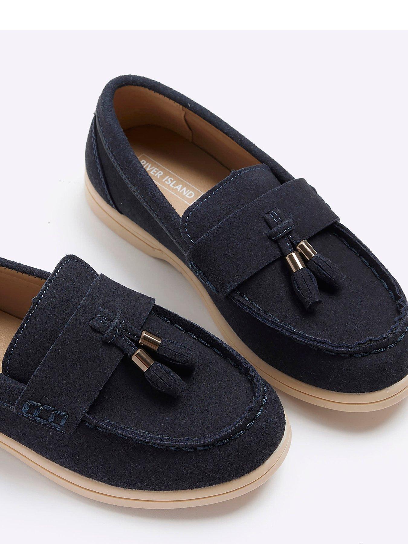 Boys Suedette Tassel Loafers Navy