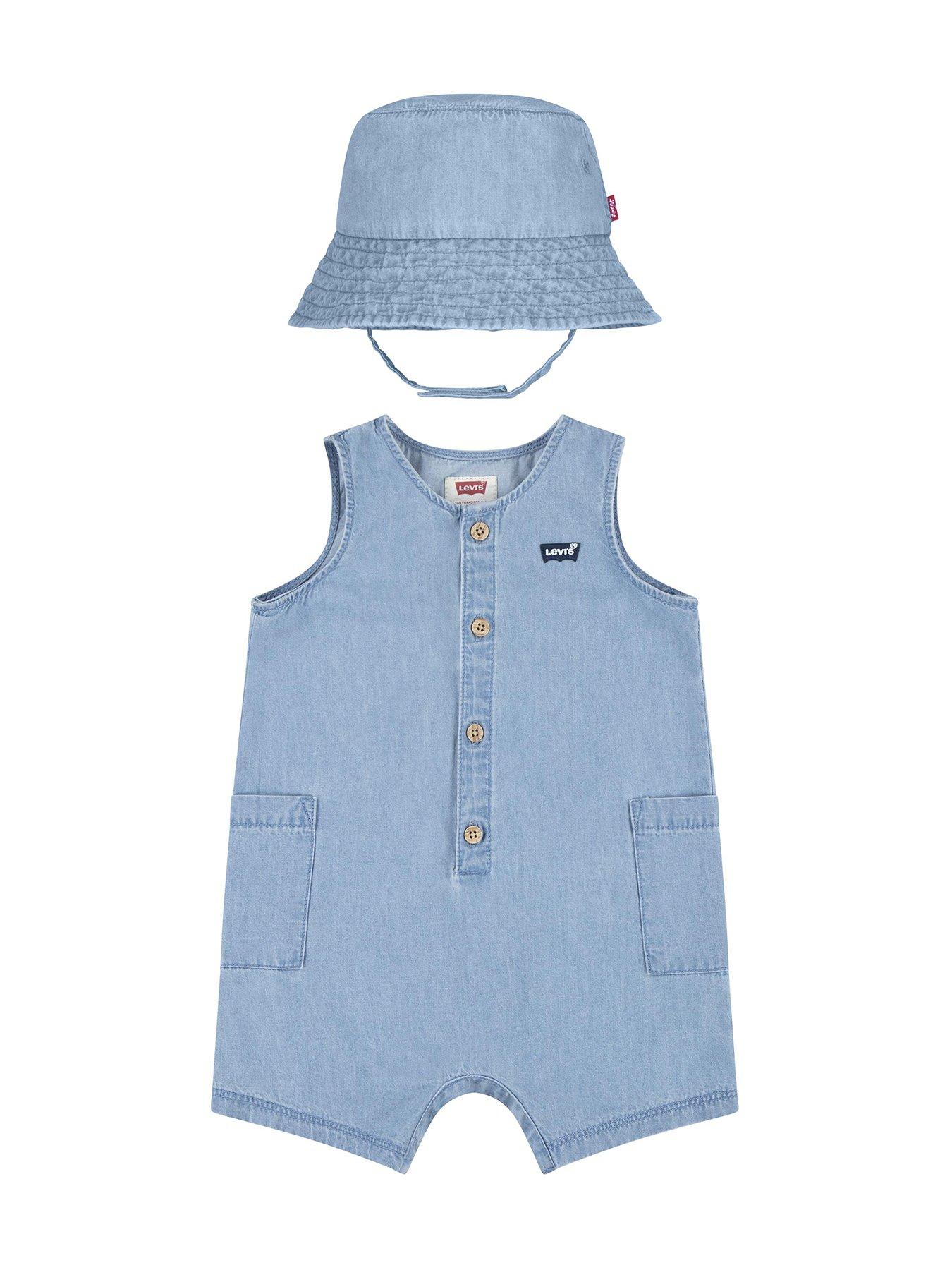 Baby Denim Romper Bucket Hat Blue