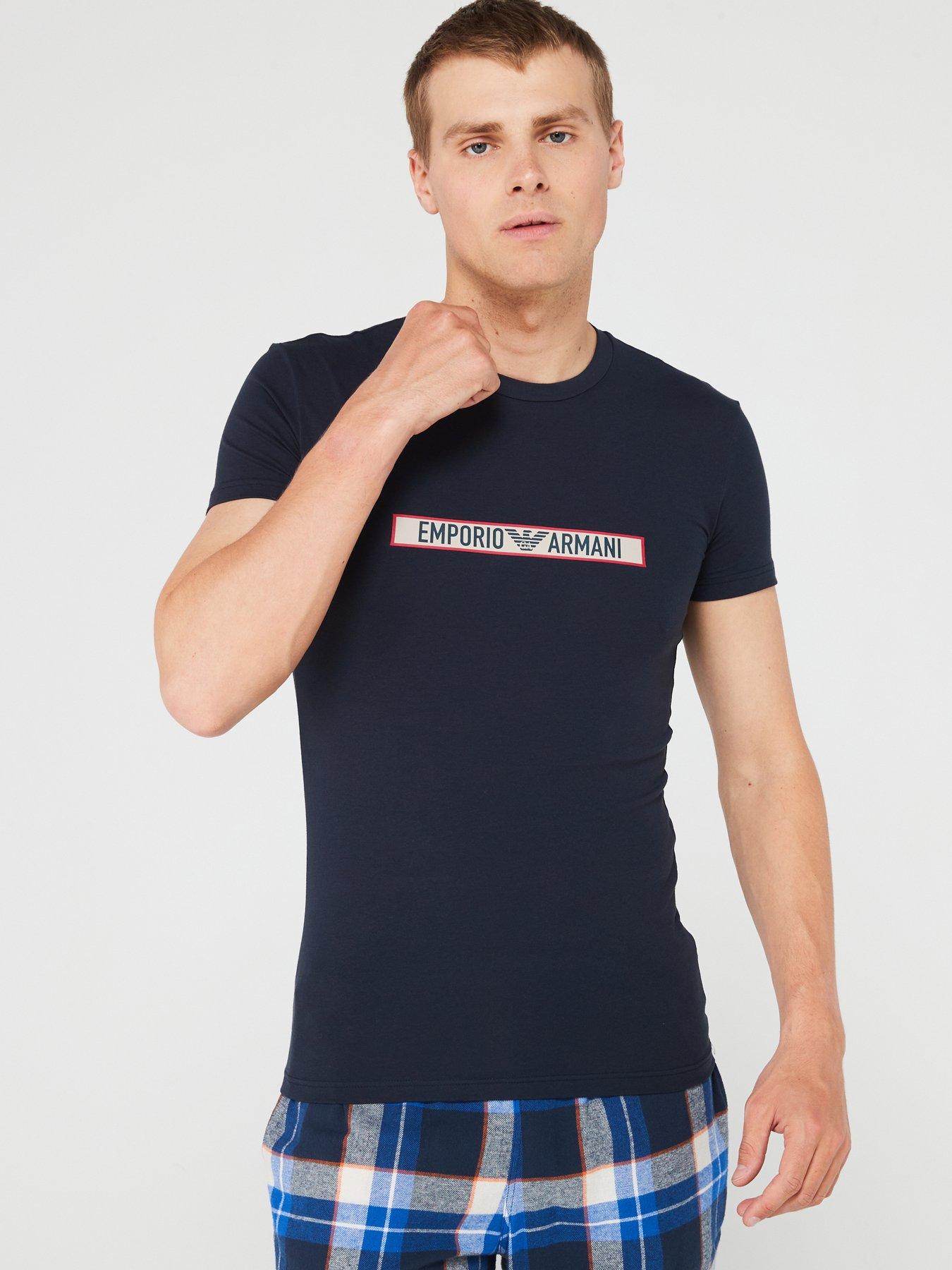 Emporio Armani Bodywear Logo Label Core Slim Fit T-Shirt - Navy, Navy, Size M, Men