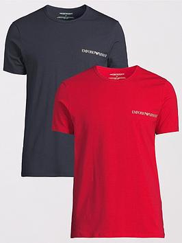 emporio armani bodywear core logoband 2 pack regular fit core t-shirts - red/navy