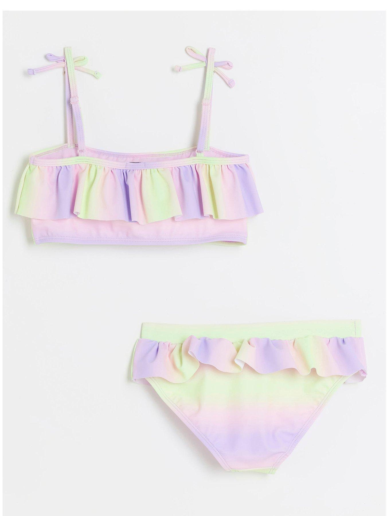 Girls Ombre Frill Bikini Set Purple