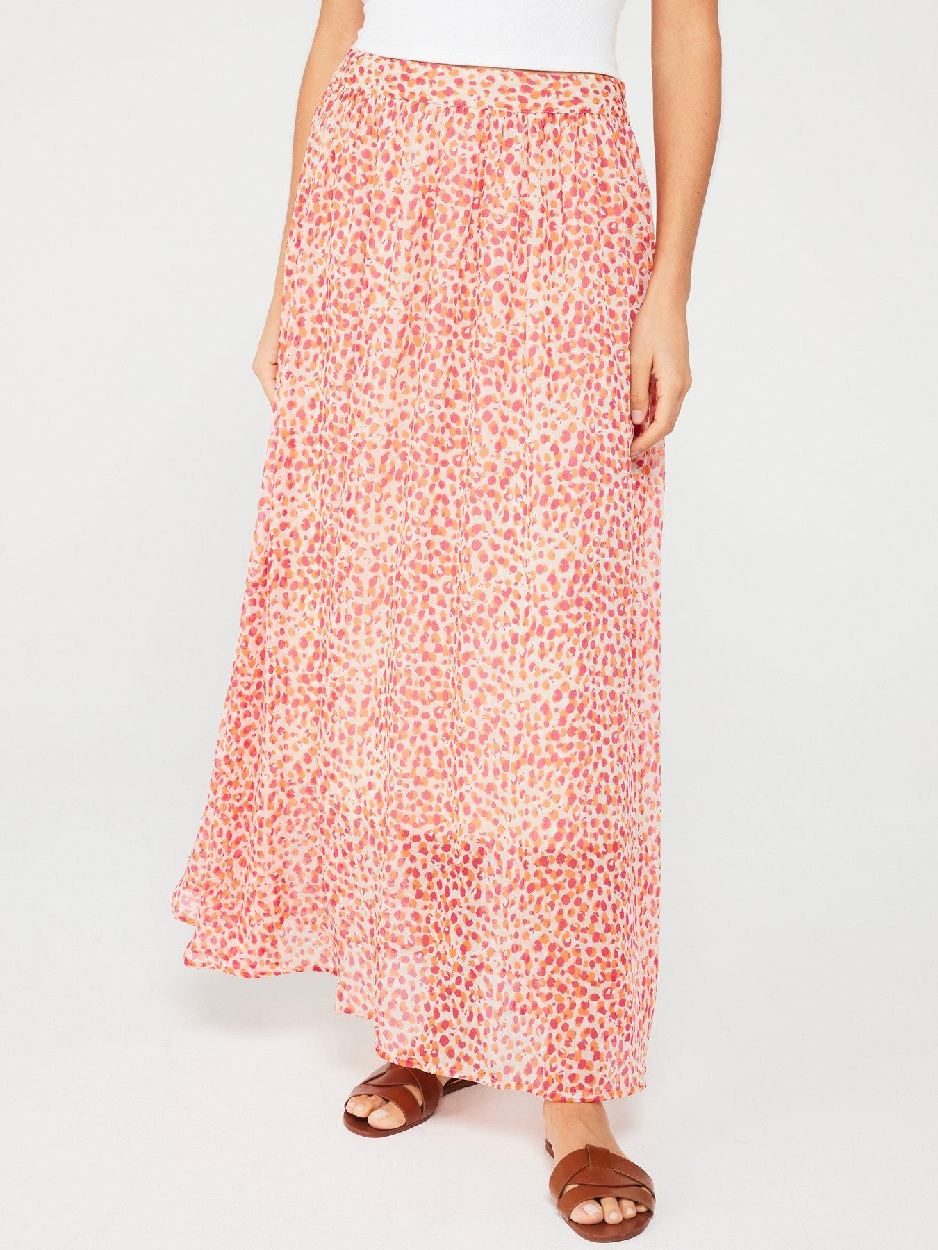 Jdy Printed High Waist Maxi Skirt - Red, Red, Size Xl, Women