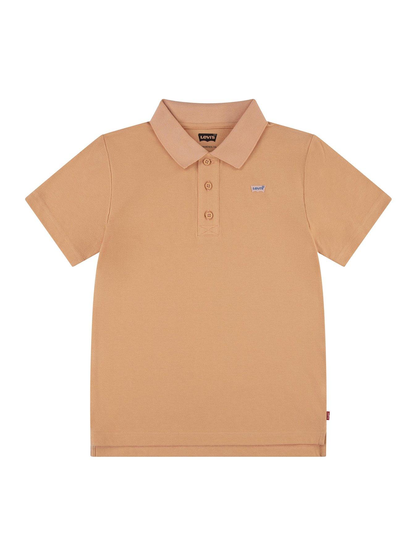 undefined Boys Back Neck Tape Short Sleeve Polo Shirt - Peach Bloom