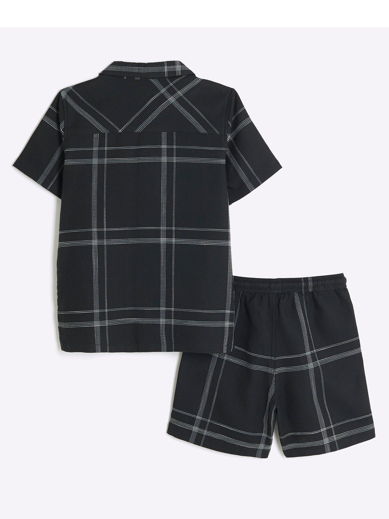 River Island Boys Check Shirt and Shorts Set Black Very