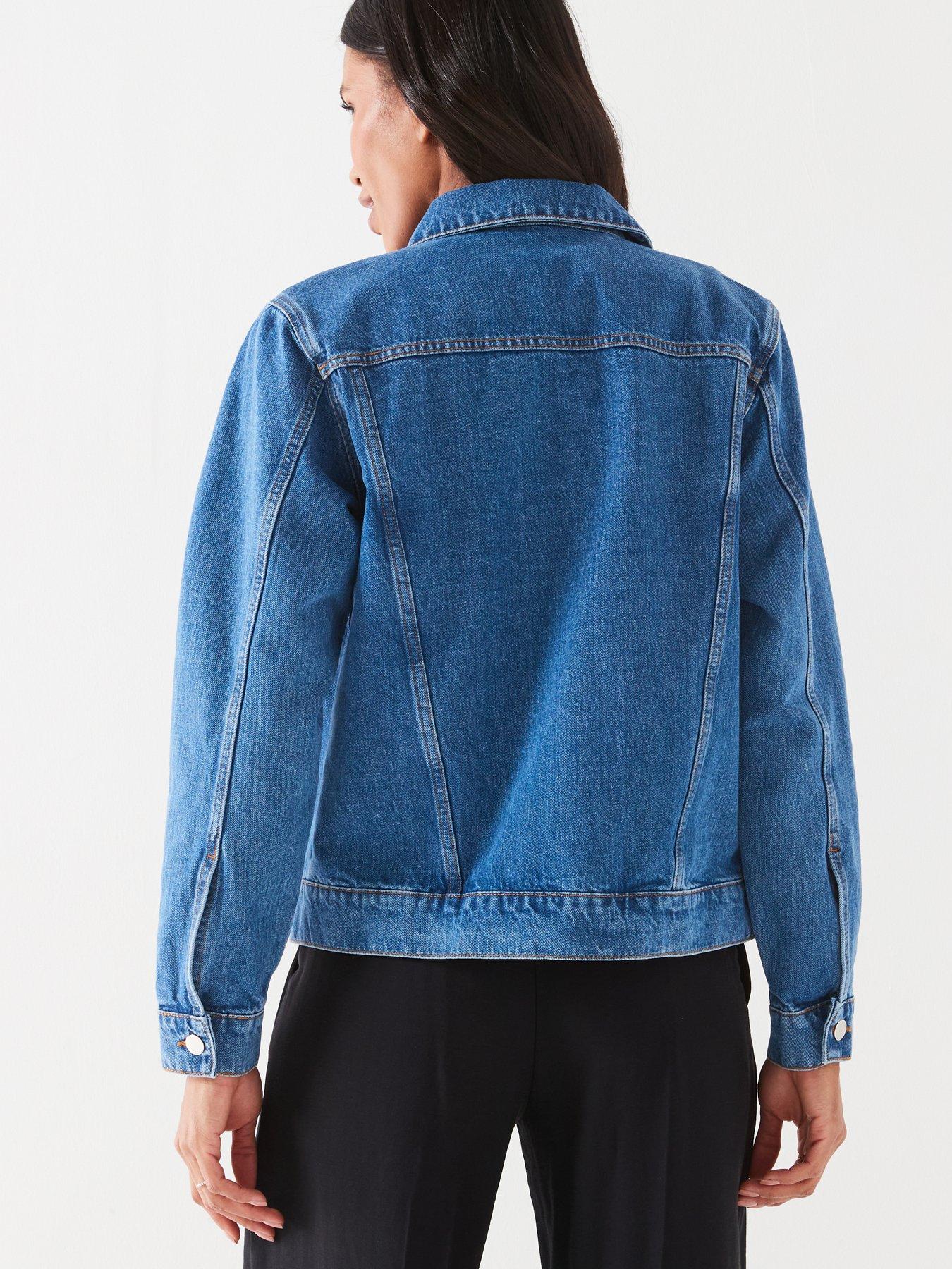 V by Very Girlfriend Denim Jacket - Mid Wash | Very.co.uk