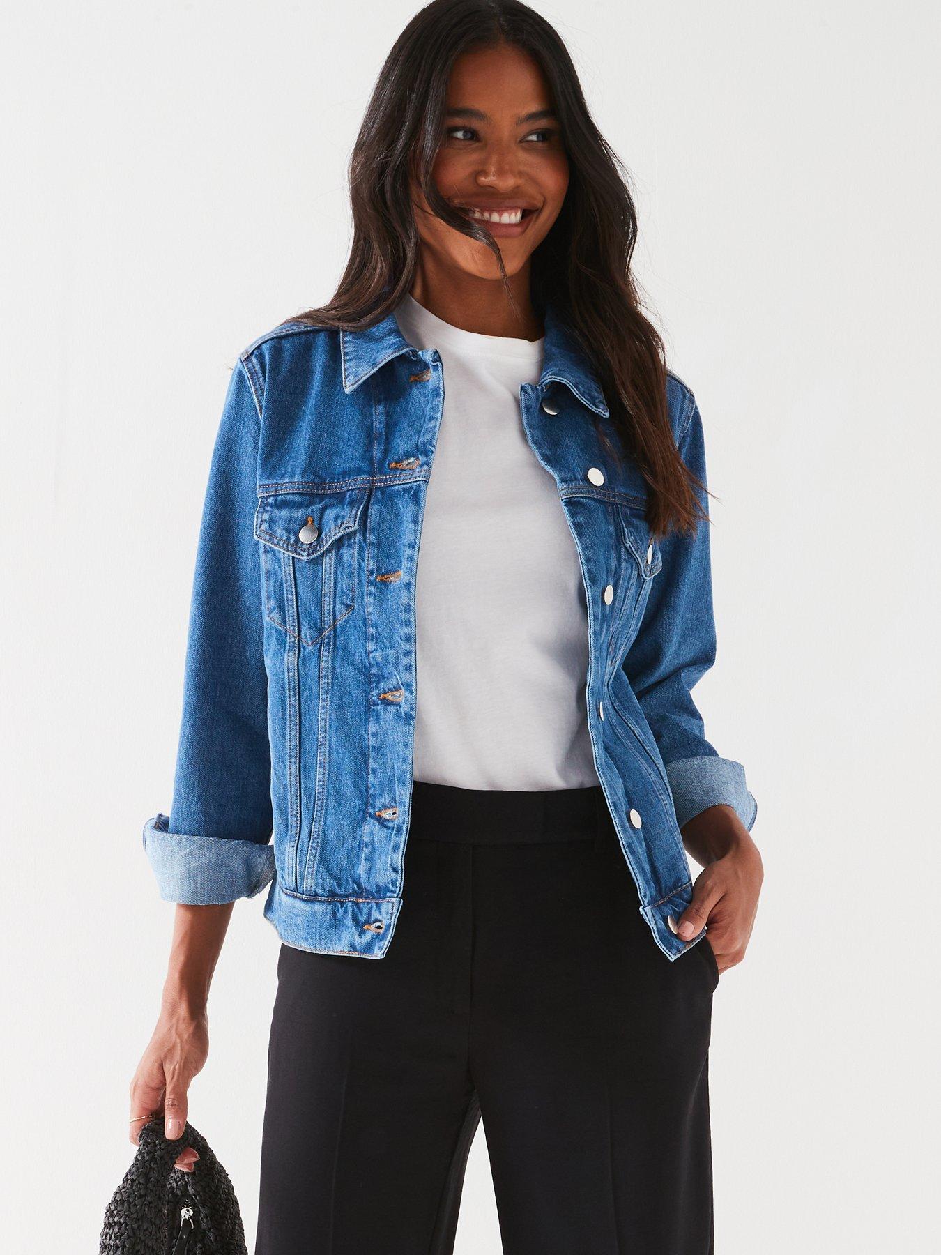 Black denim girlfriend jacket hotsell