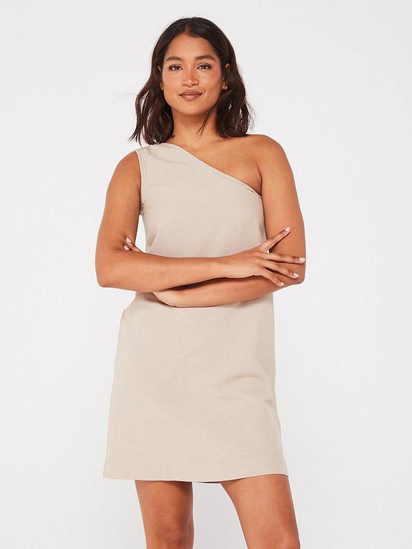 JJXX One Shoulder Linen A-line Mini Dress - Beige | Very JJXX One Shoulder Linen A-line Mini Dress - Beige | Very
