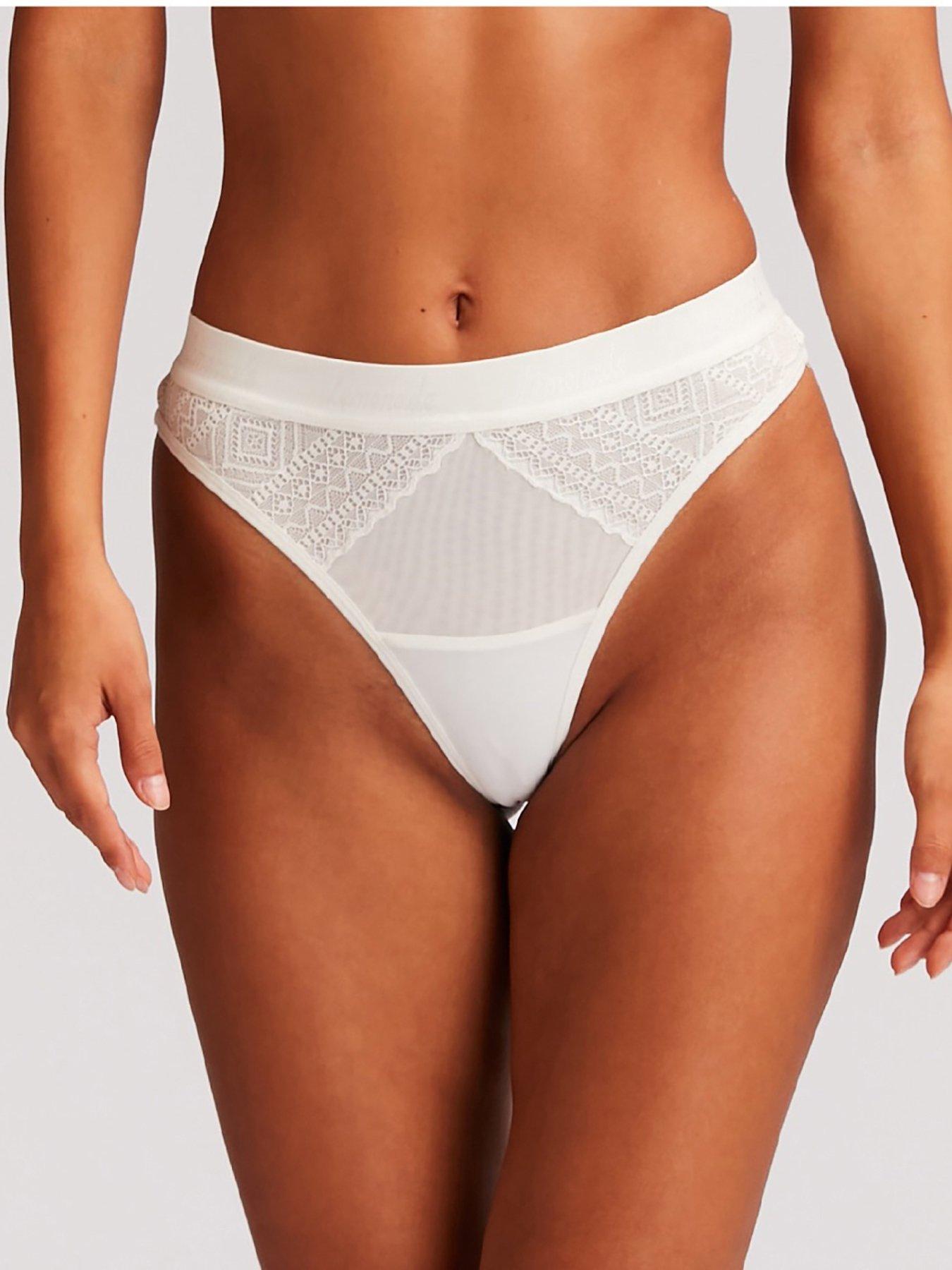 undefined The Diamond Lace Thong - White
