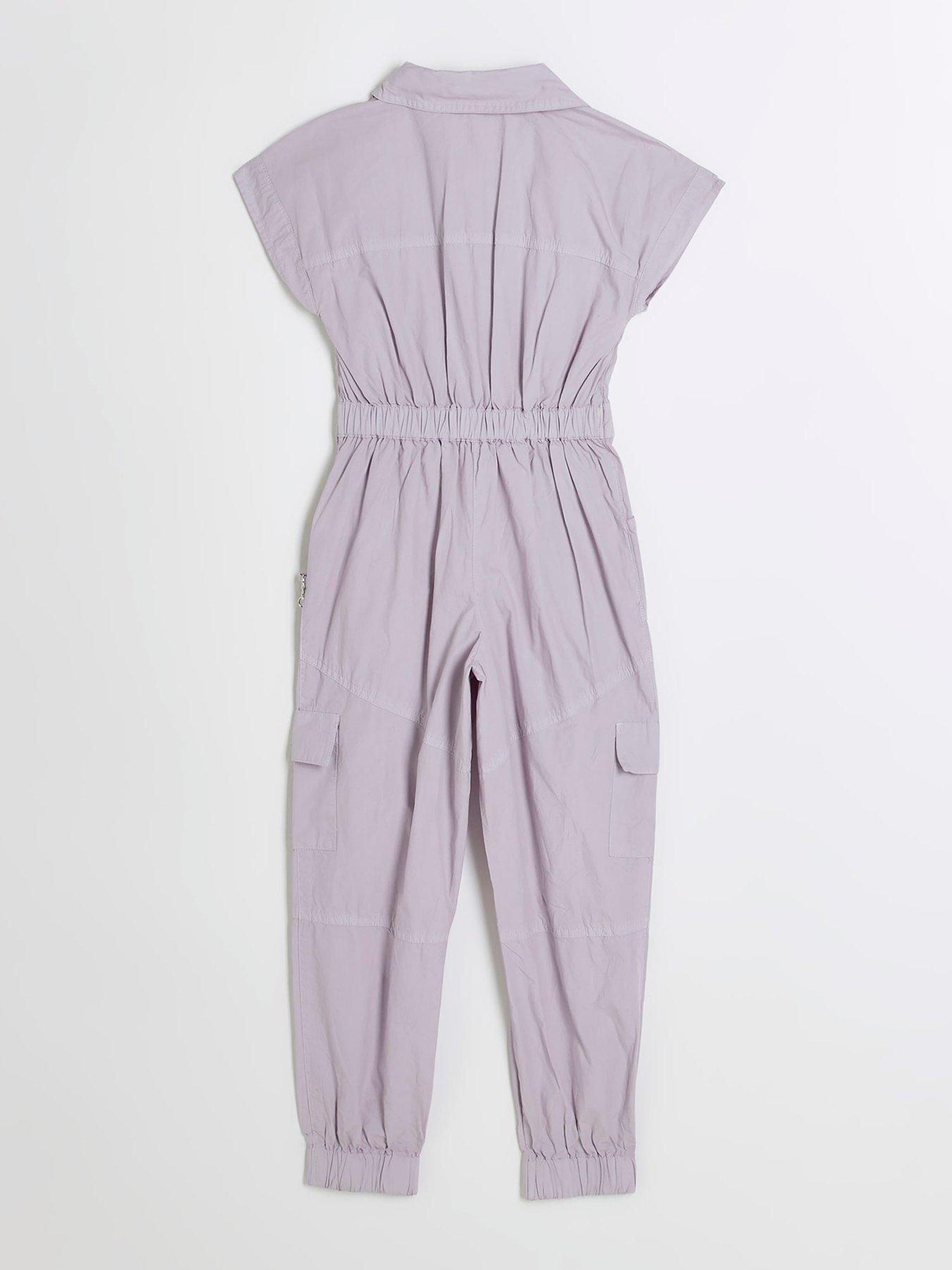 Girls Utility Jumpsuit Purple