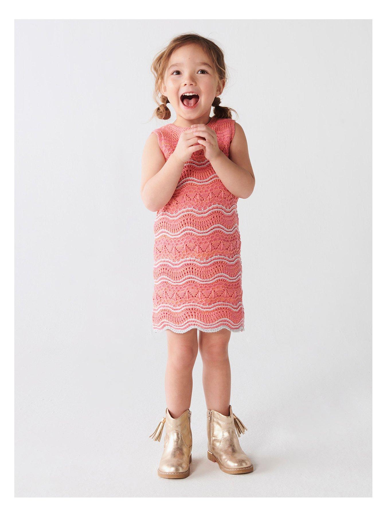Image 1 of 2 of River Island Mini Mini Girls Crochet Dress - Pink