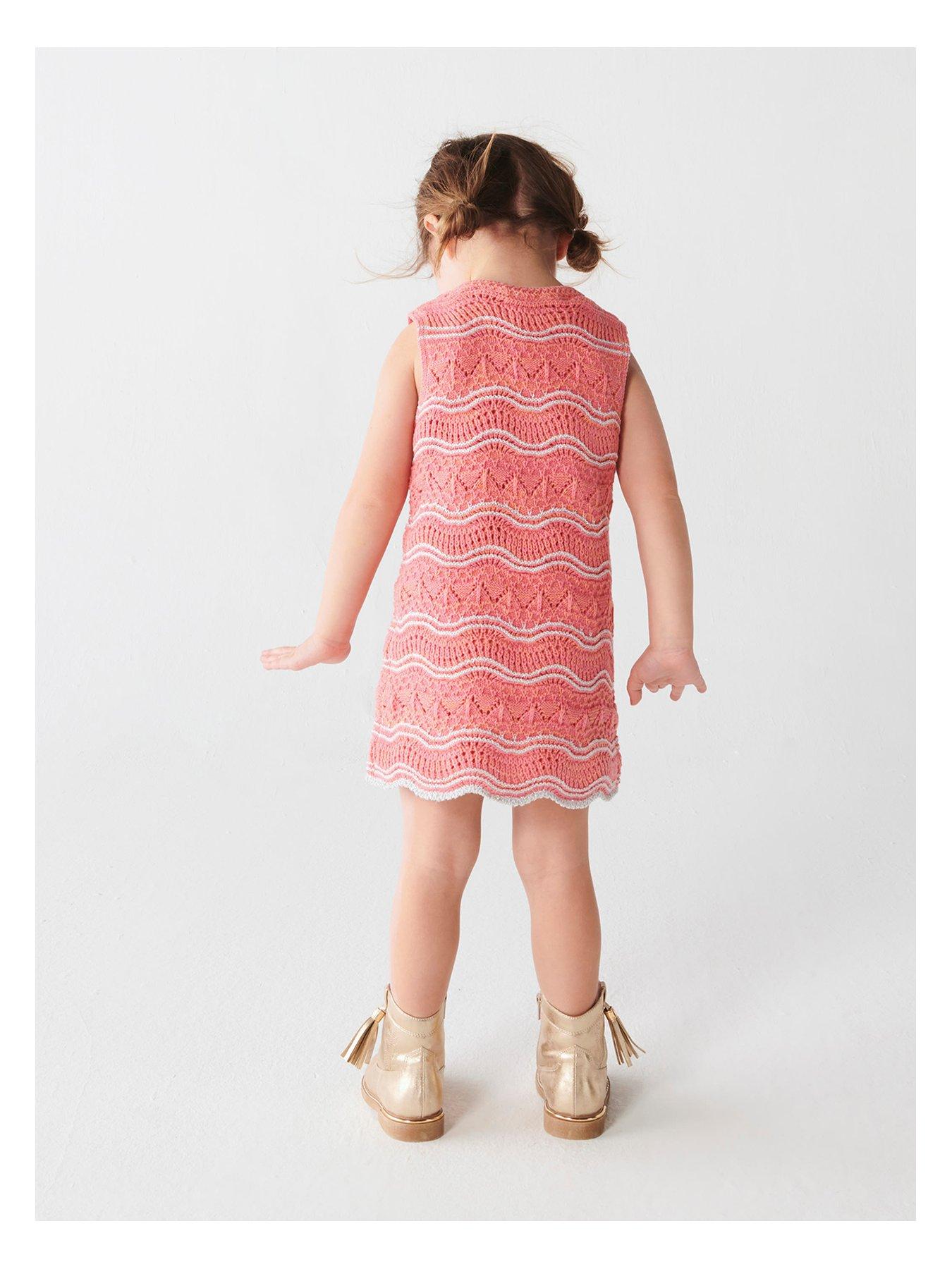 Image 2 of 2 of River Island Mini Mini Girls Crochet Dress - Pink