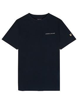 lyle & scott boys script embroidered short sleeve t-shirt - dark navy