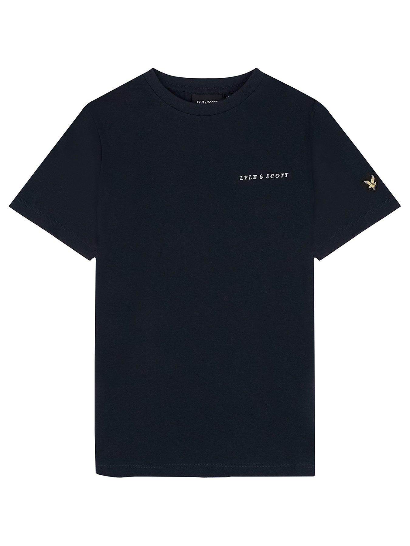 undefined Boys Script Embroidered Short Sleeve T-shirt - Dark Navy
