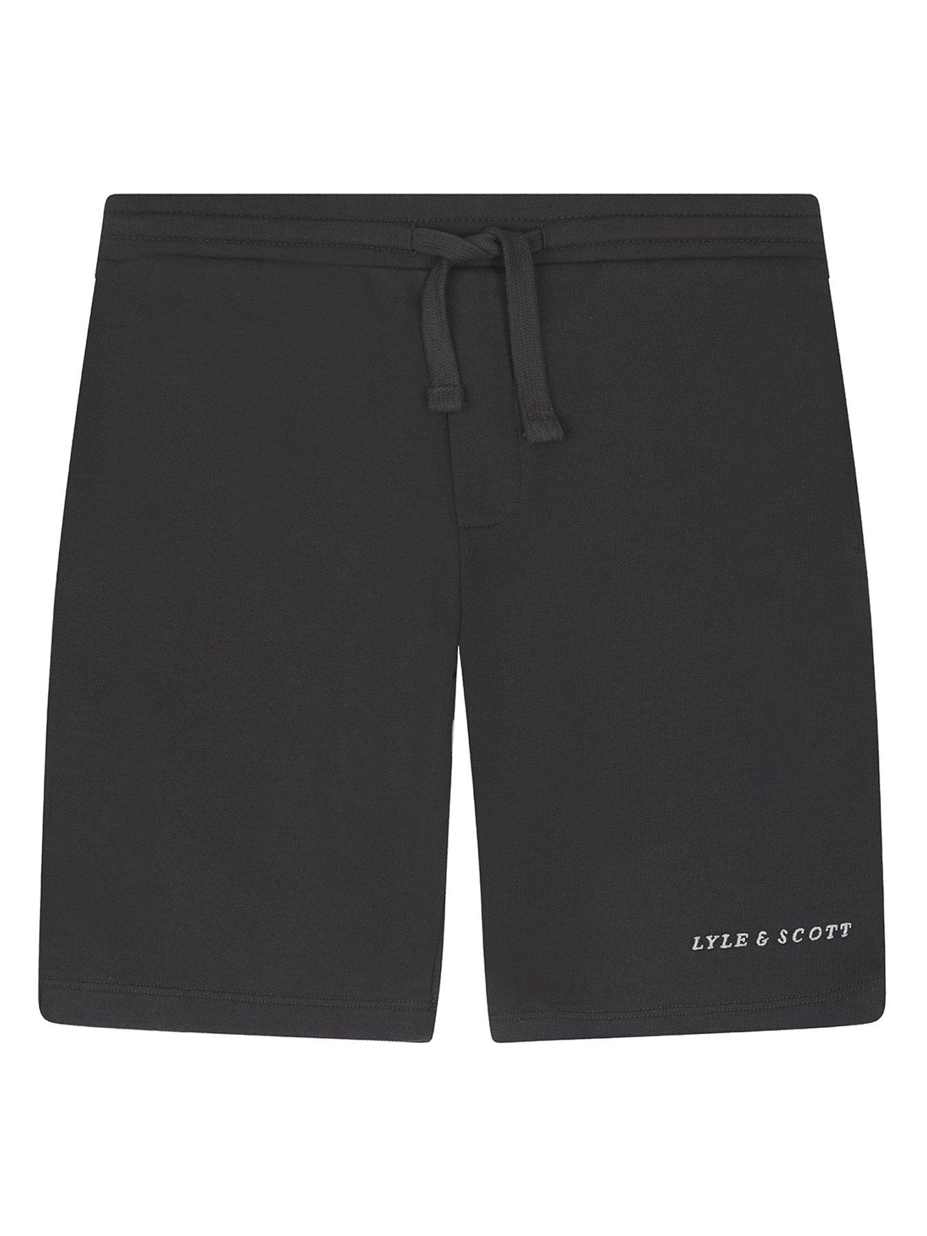 lyle & scott boys script embroidered sweat shorts - gunmetal