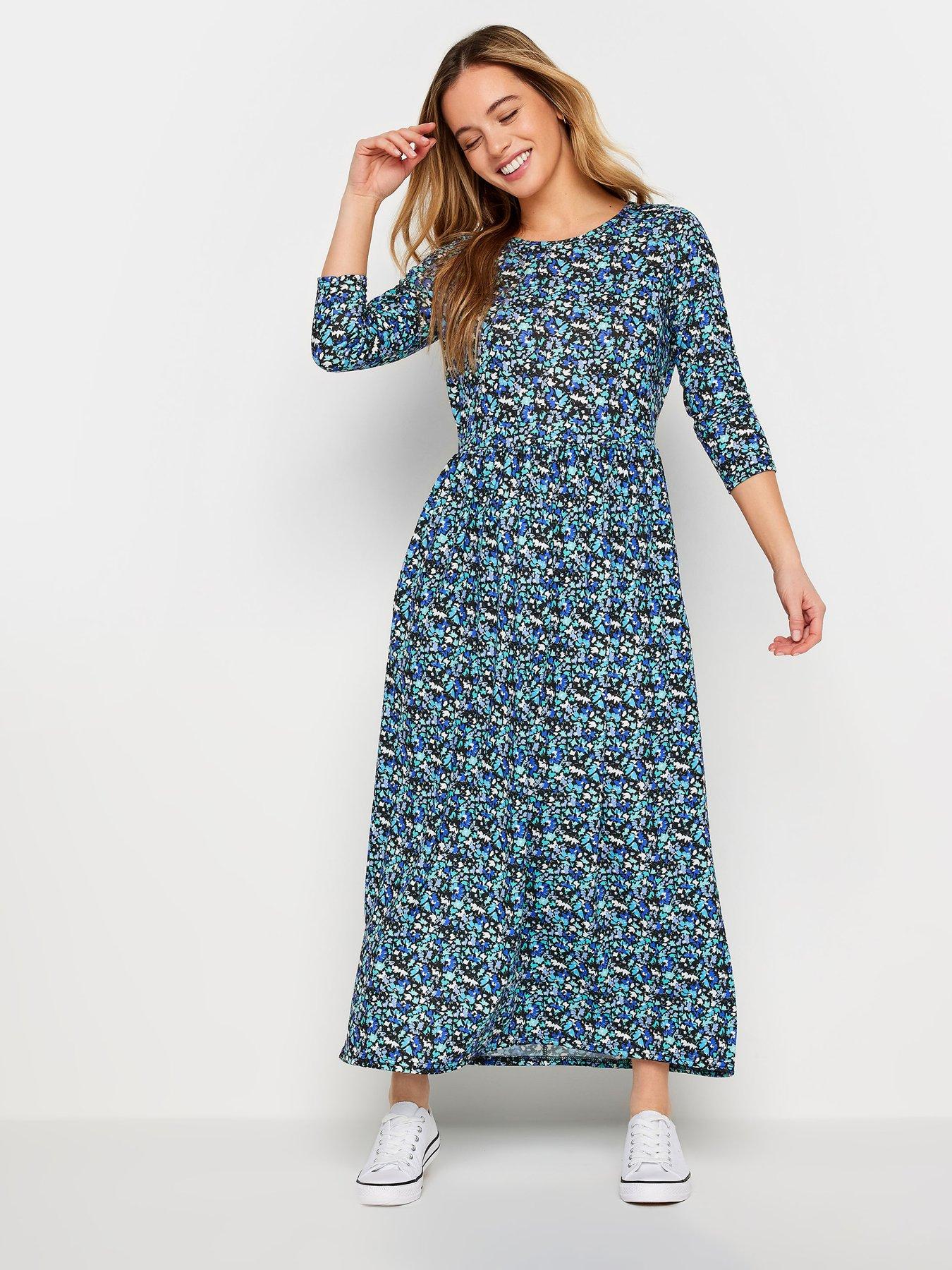 Petite Blue Ditsy Pocket Maxi Dress