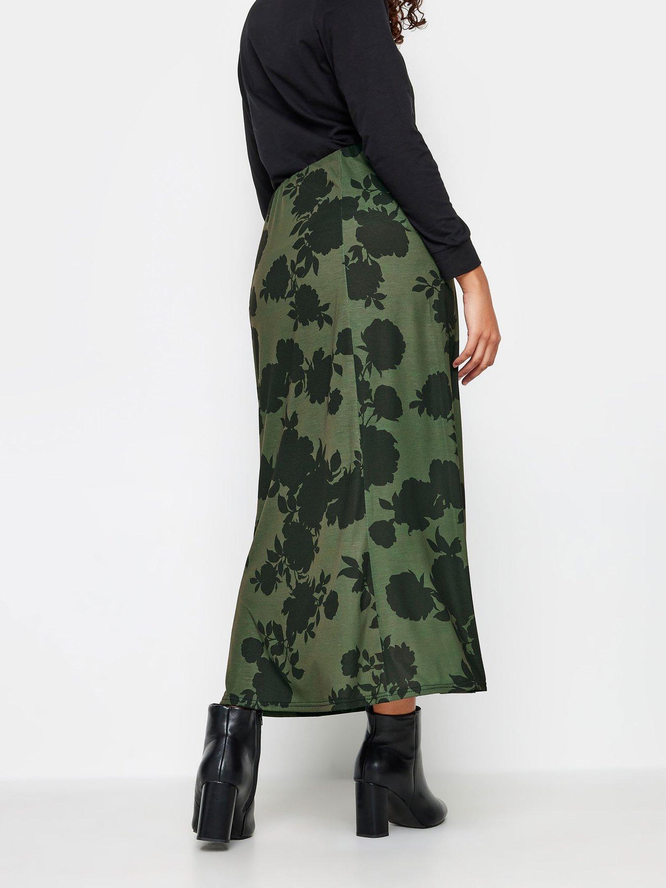 Khaki floral hotsell maxi skirt