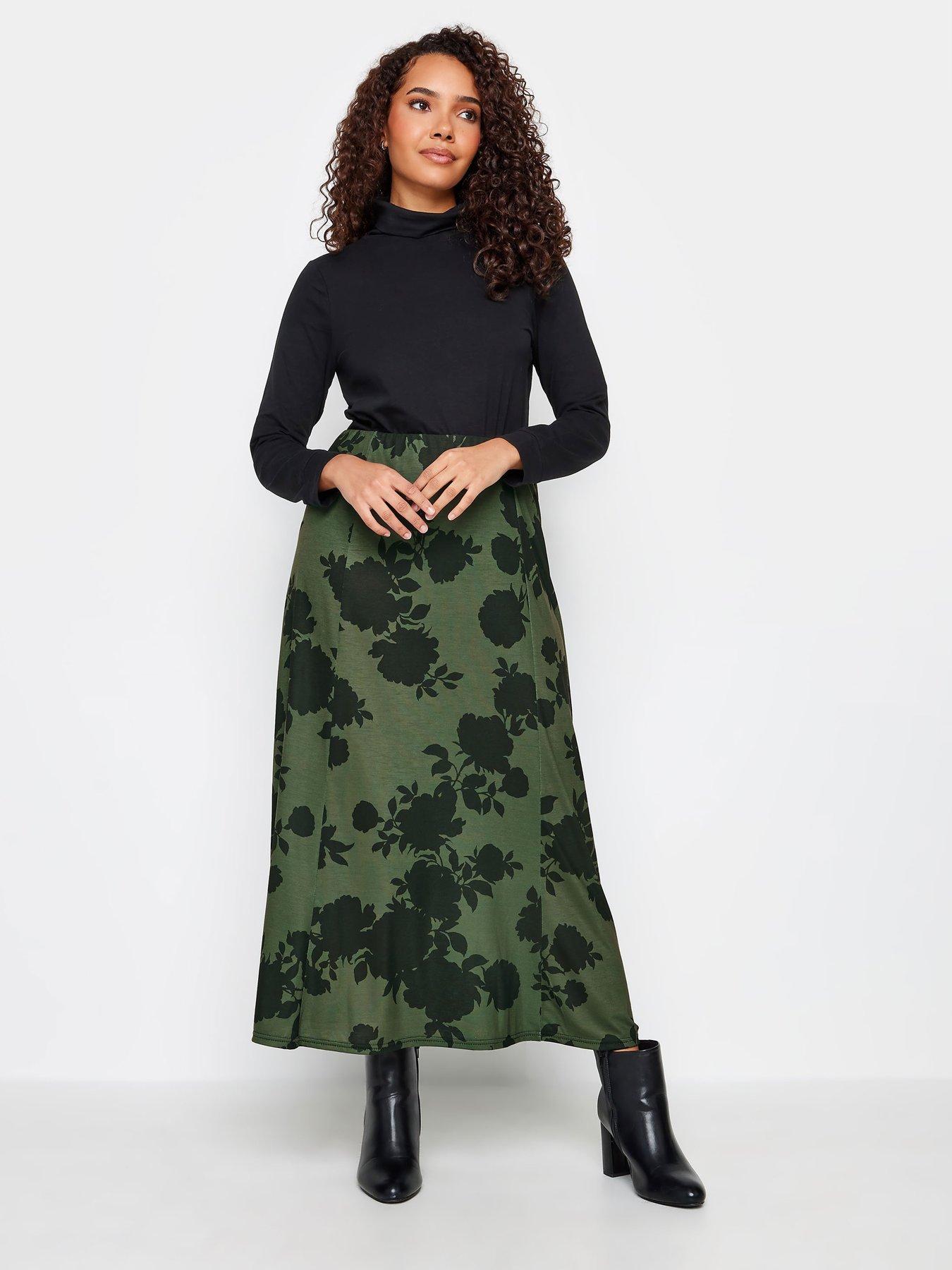 M&Co Khaki Shadow Floral Maxi Skirt Very