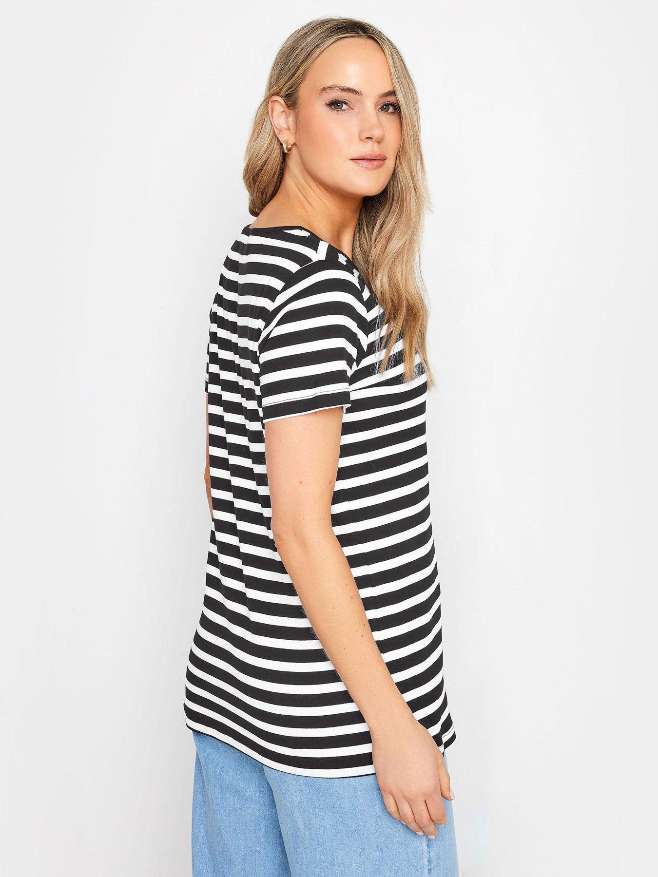 Tall 2 Pack Short Sleeve Scoop Neck Tee - White Black Stripe