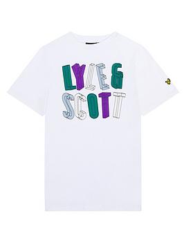 lyle & scott boys polygon graphic short sleeve t-shirt - white