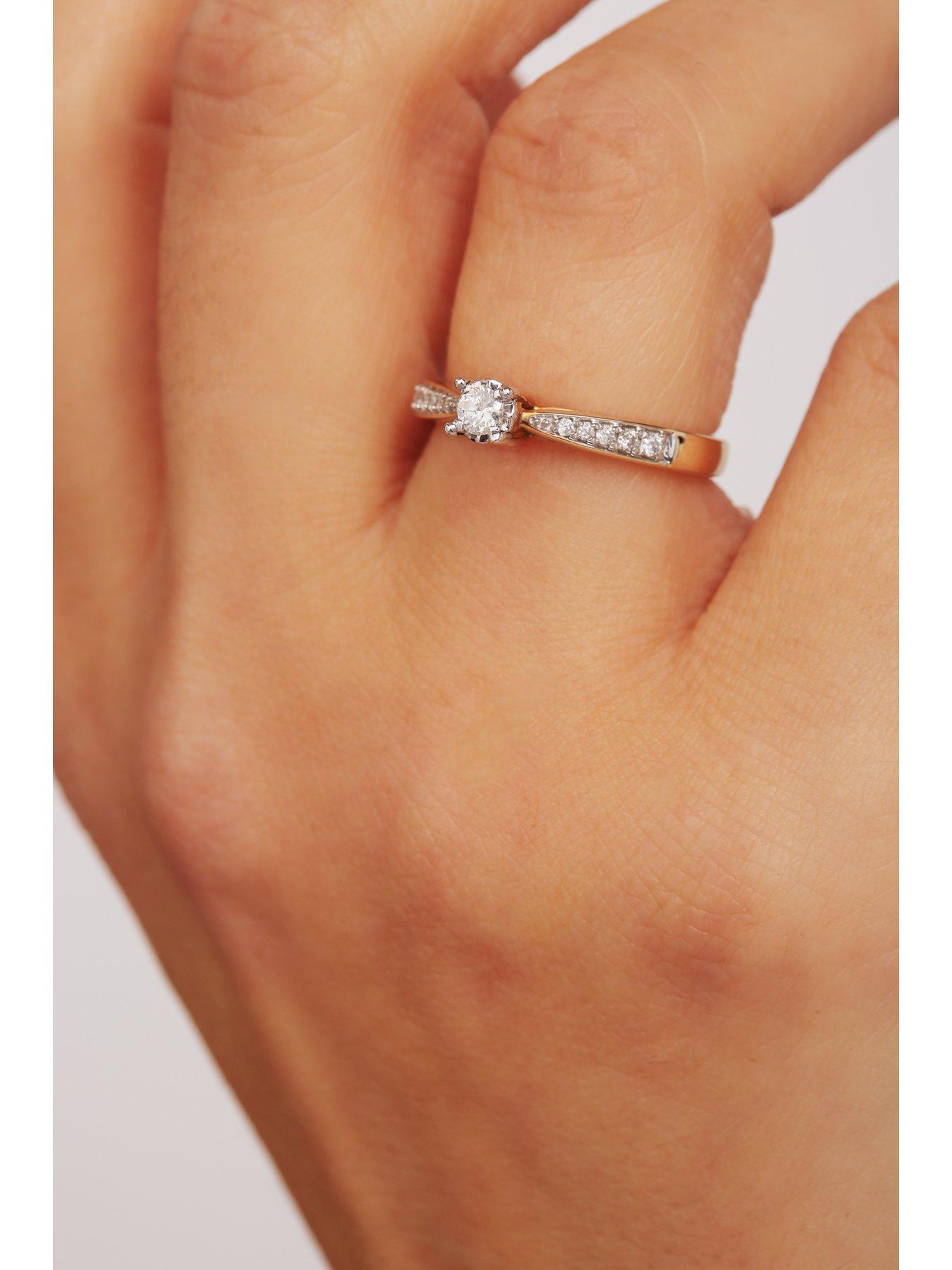 0.20Ct Round Brilliant Diamond Engagement Ring In 9ct Yellow Gold main image 1