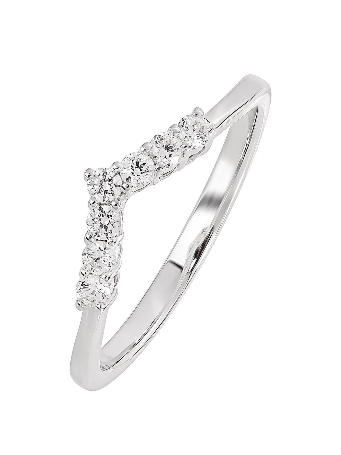 Product photograph of Love Diamond 9ct White Gold 0 15ct Natural Diamond Wishbone Ring from very.co.uk