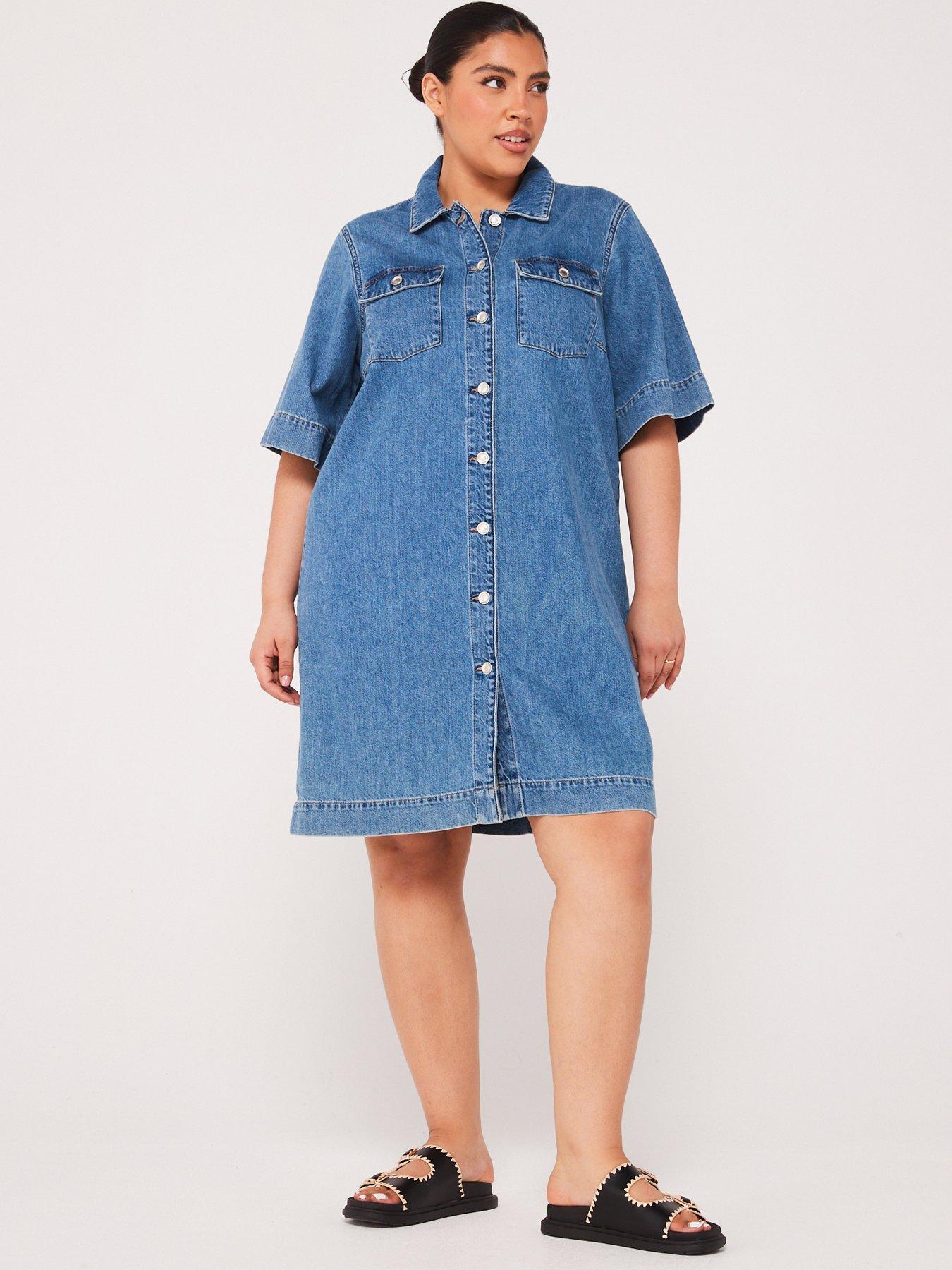 only-curve-short-sleeve-denim-mini-shirt-dress-medium-blue