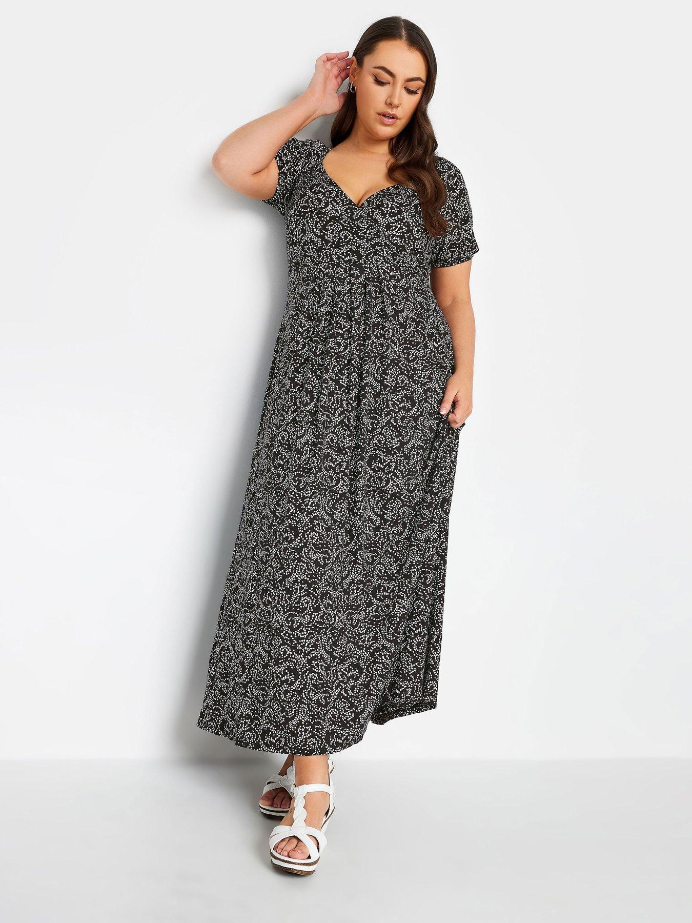 Yours Curve Abstract Printed Wrap Maxi Dress | Very.co.uk