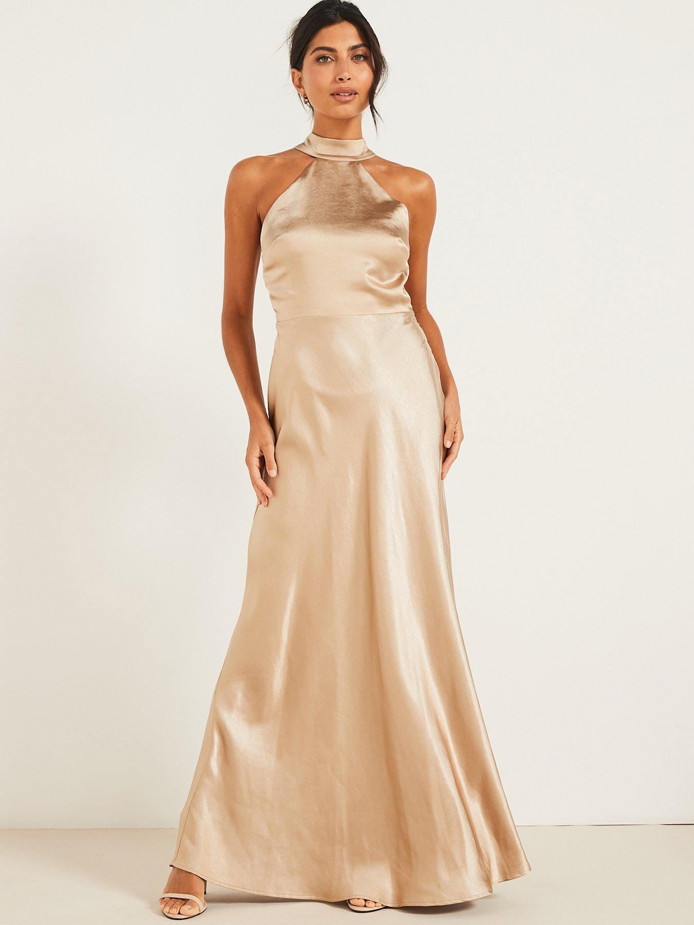 Champagne satin bridesmaid dresses hotsell