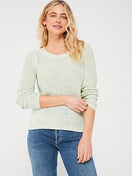 only long sleeve textured knitted pullover - green