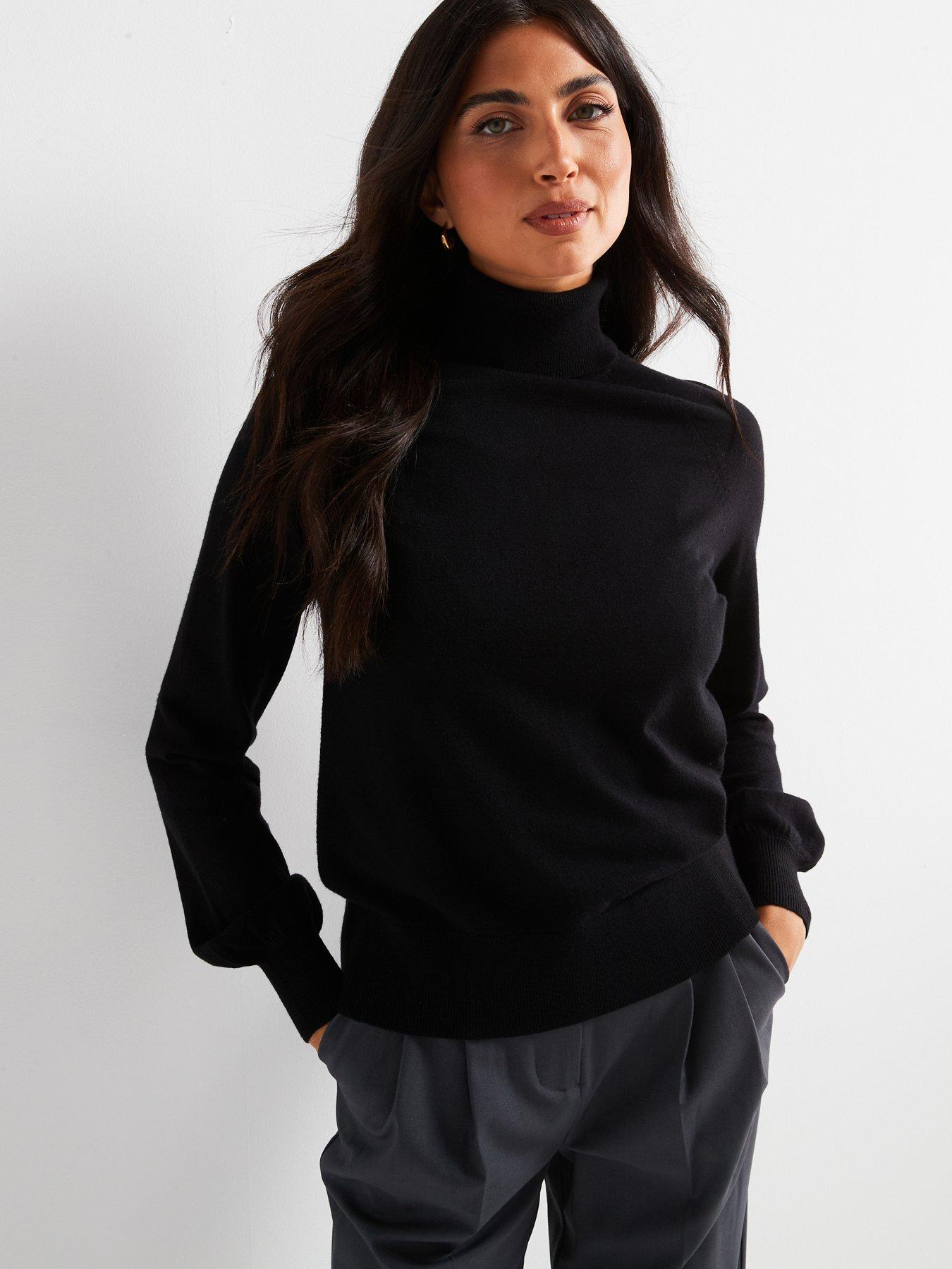 Everyday Roll Neck Relaxed Jumper Black Very