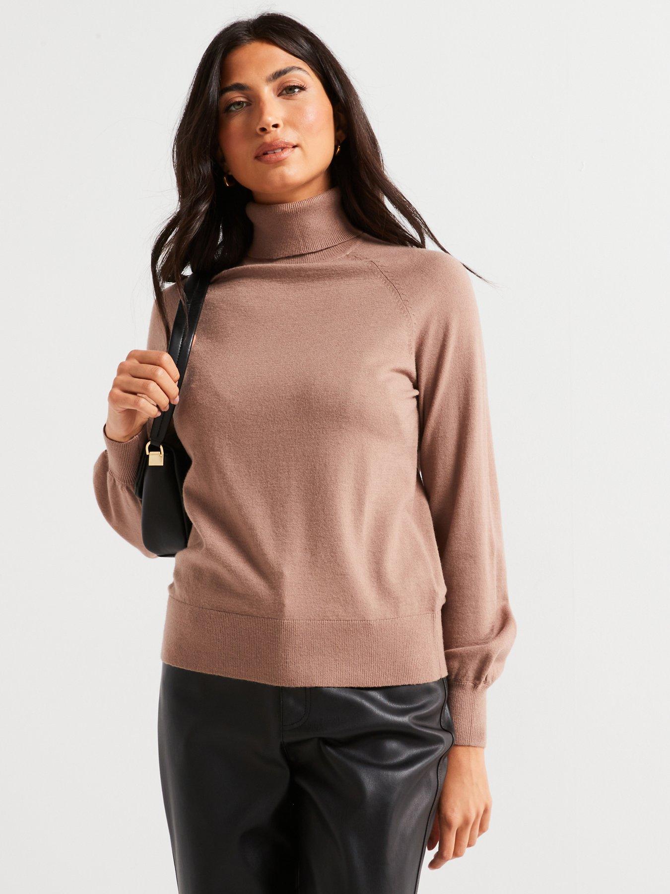 undefined Roll Neck Relaxed Jumper - Brown
