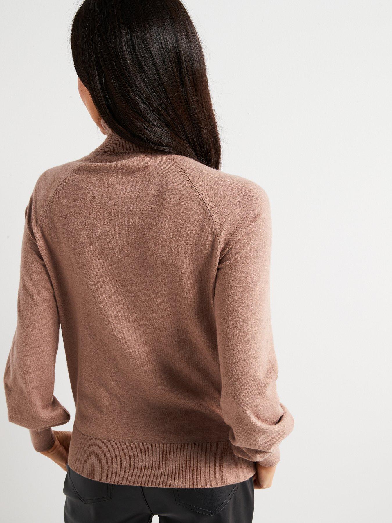 Image 2 of 6 of Everyday Roll Neck Relaxed Jumper - Brown