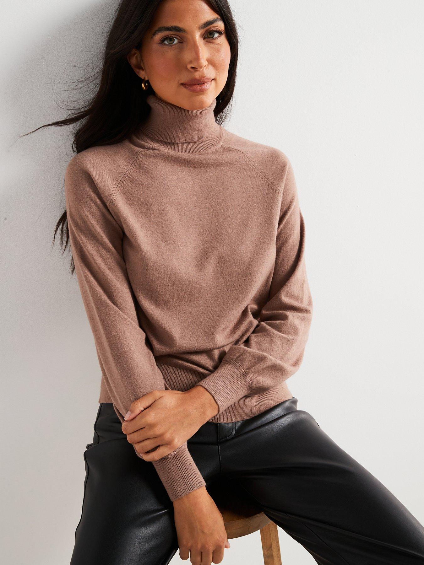 Image 4 of 6 of Everyday Roll Neck Relaxed Jumper - Brown
