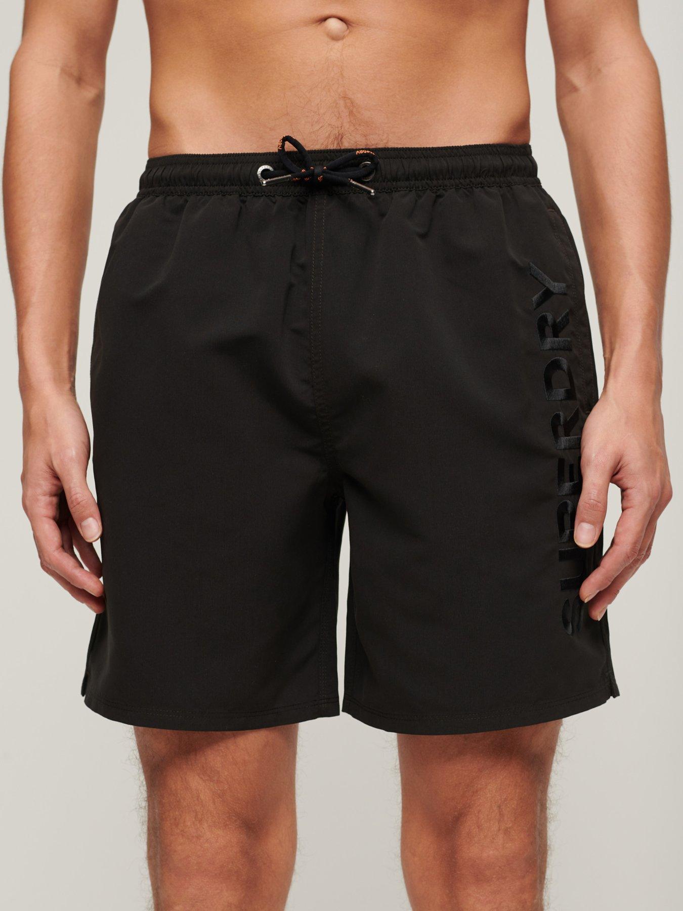 Superdry Premium Embroidered 17" Swim Shorts - Black