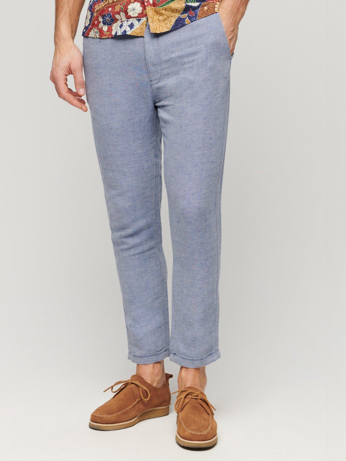 Superdry Drawstring Linen Trousers - Blue