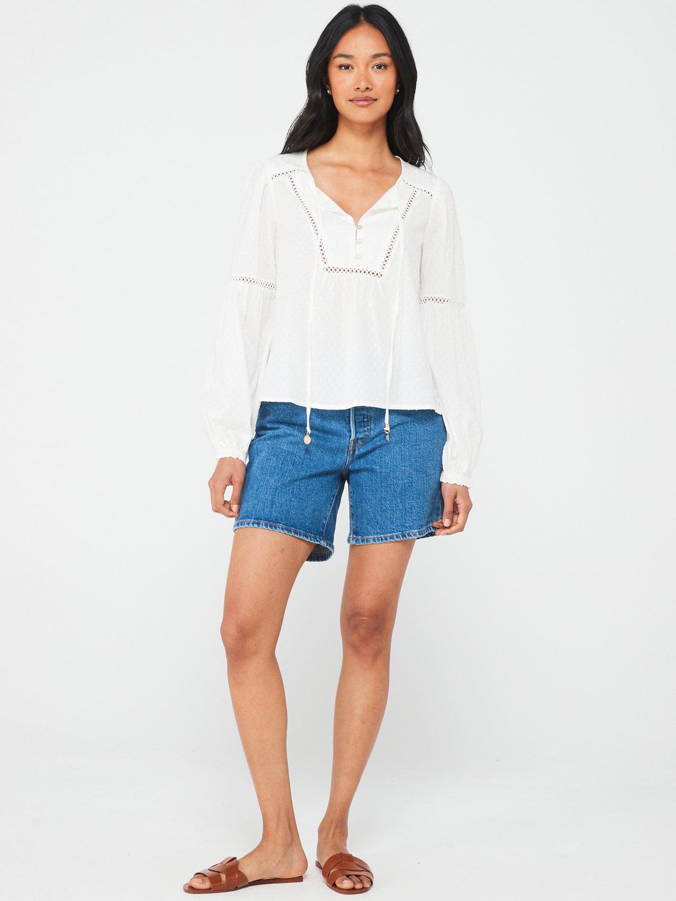 Superdry Ibiza Long Sleeve Beach Blouse - White | Very.co.uk