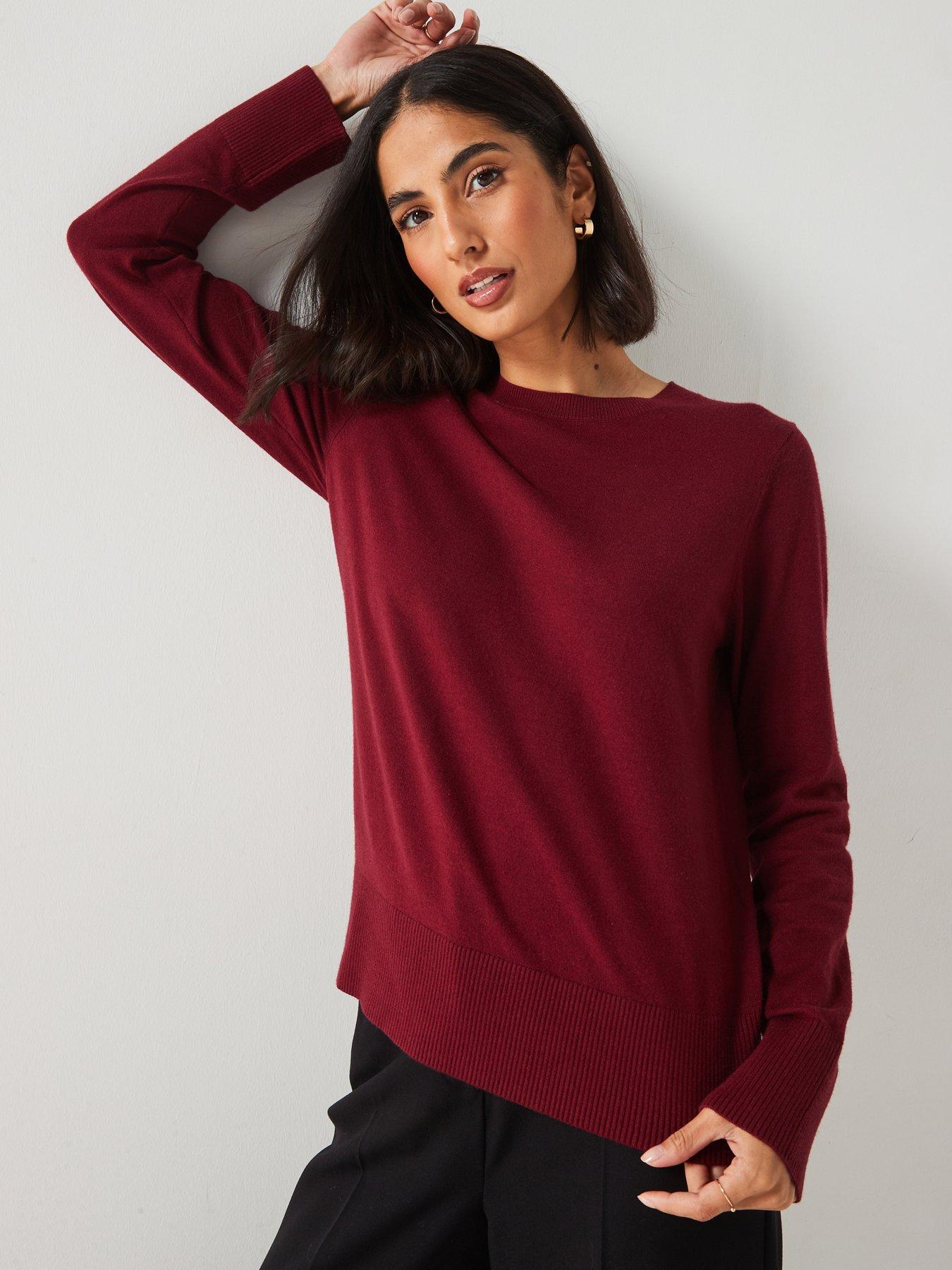 Dark red crew neck shop