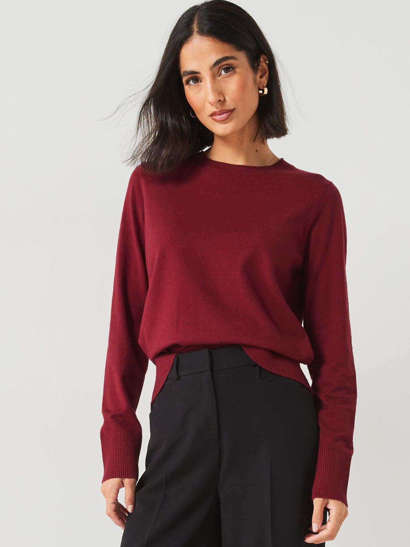 Dark red crew neck new arrivals