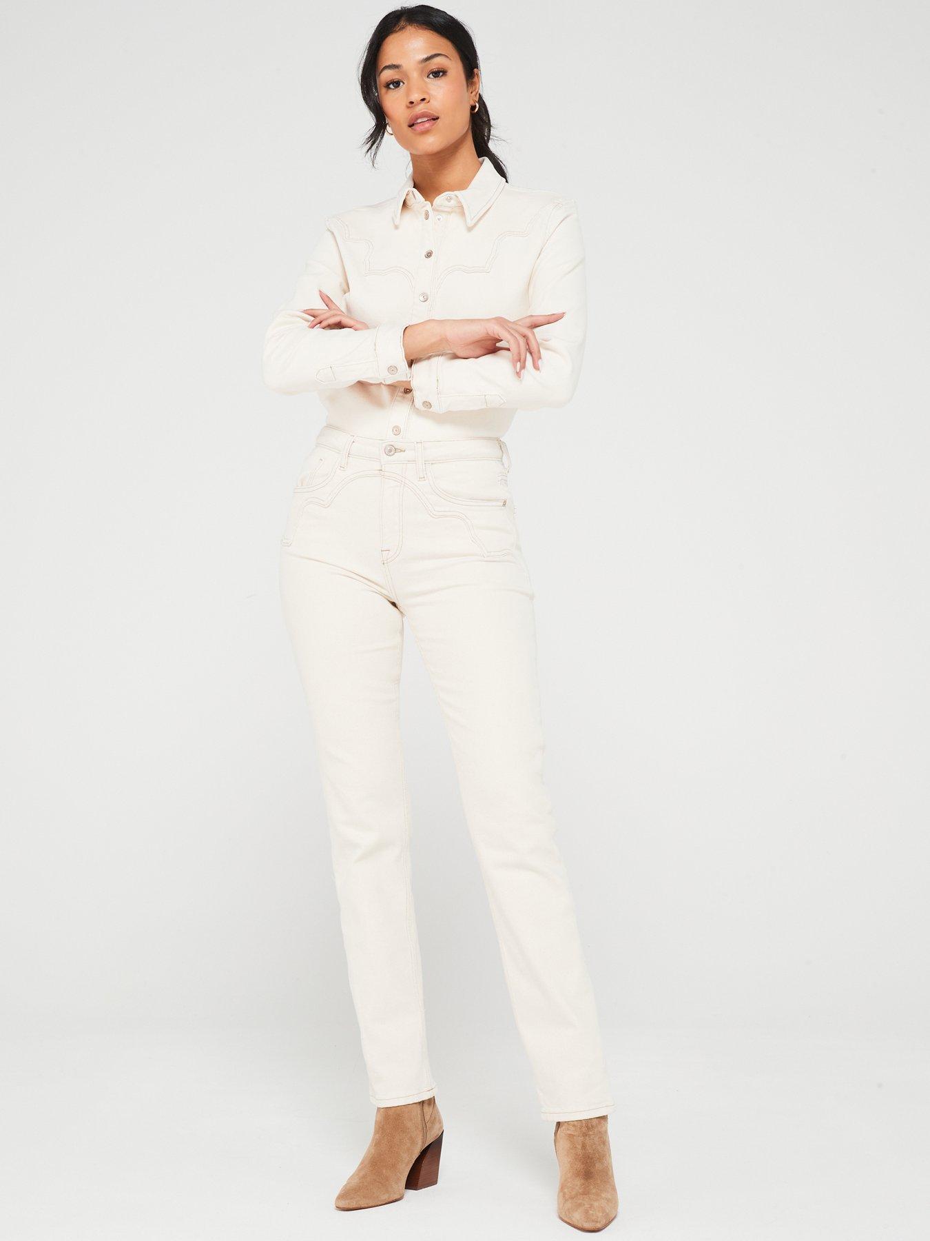 Image 3 of 4 of Only Slim Western Style Jeans - Ecru