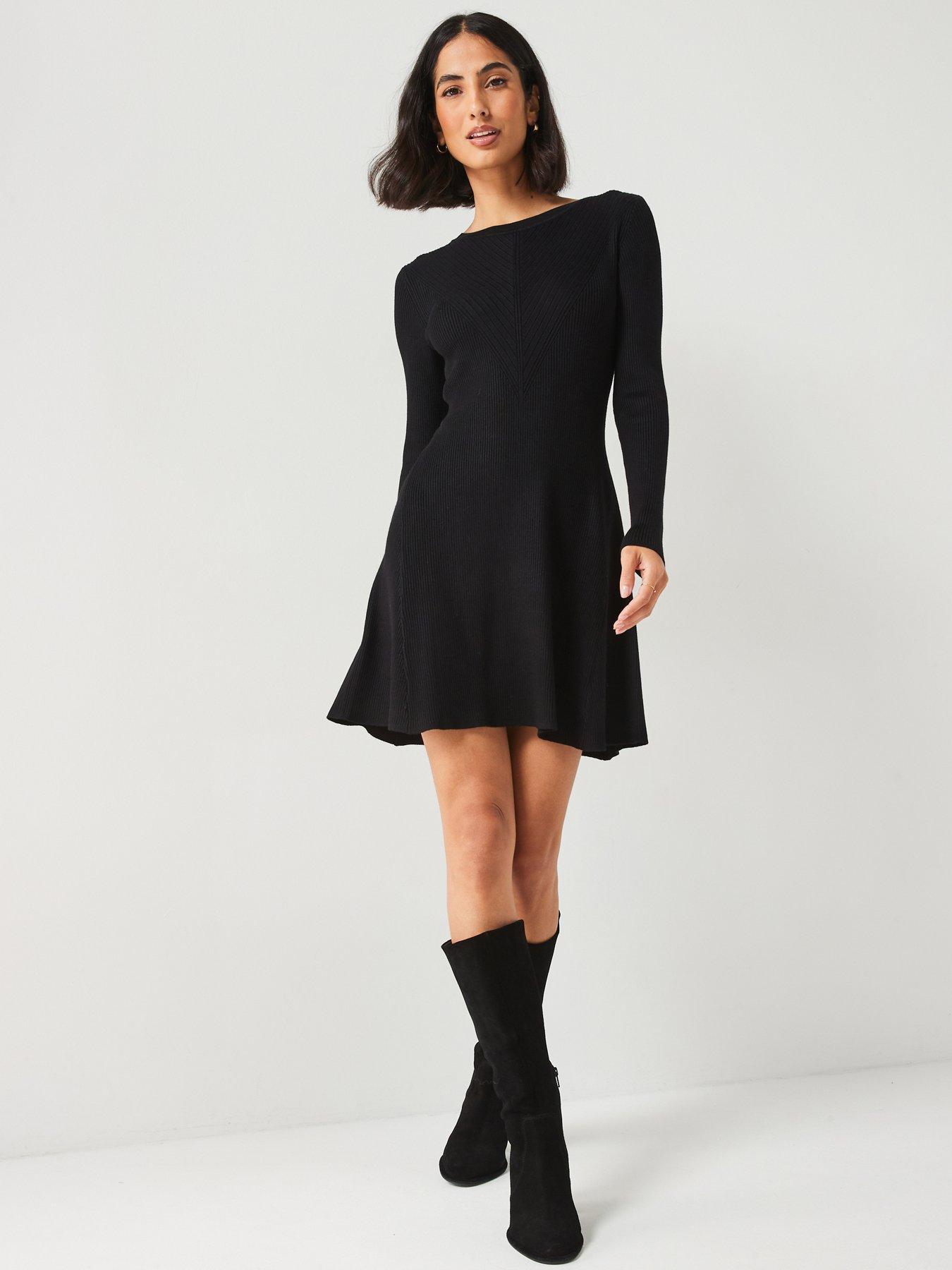 undefined Fit  &  Flare Seam Mini Dress - Black