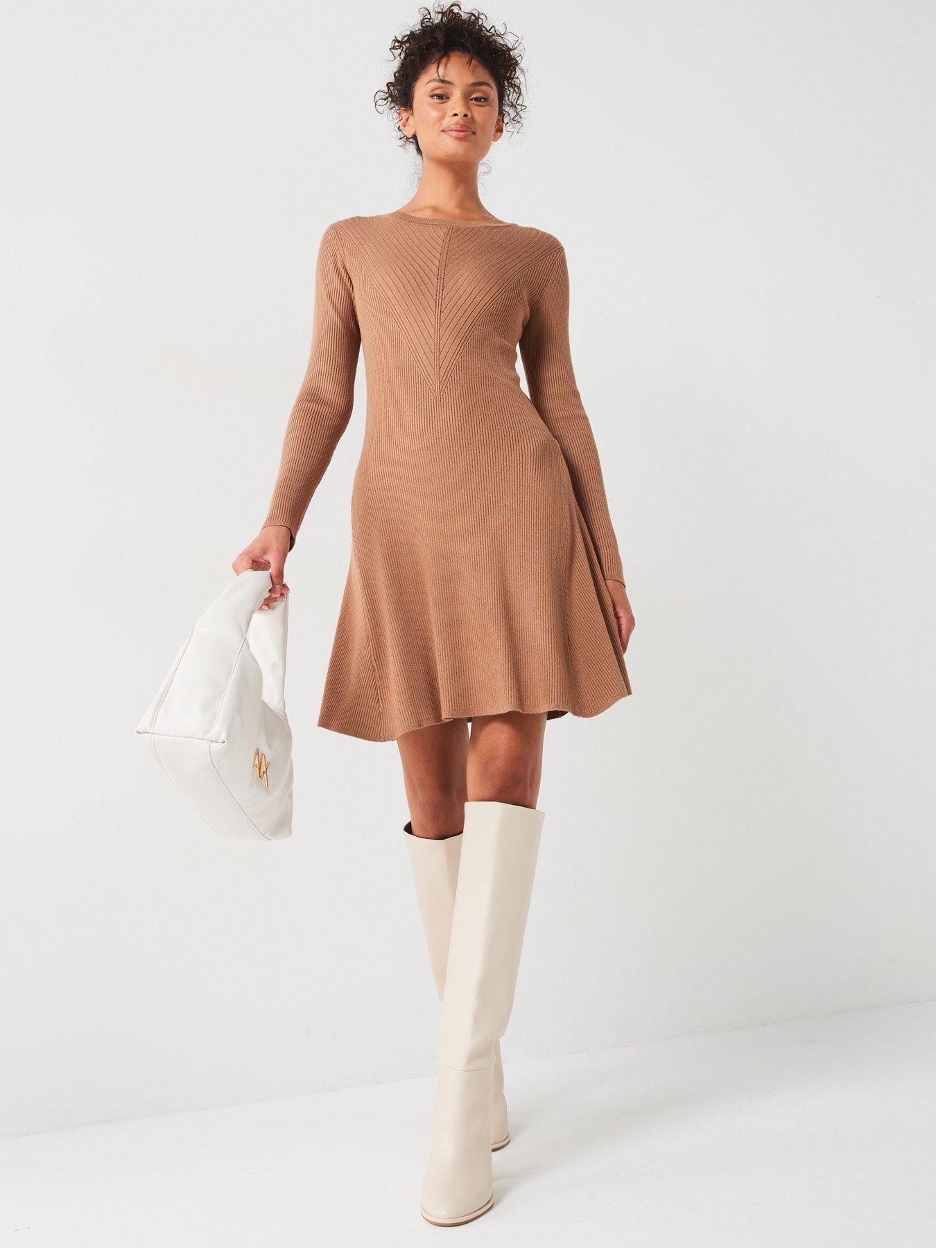 Fit & Flared Mini Length Regular V-Neck Solid Dress main image 1
