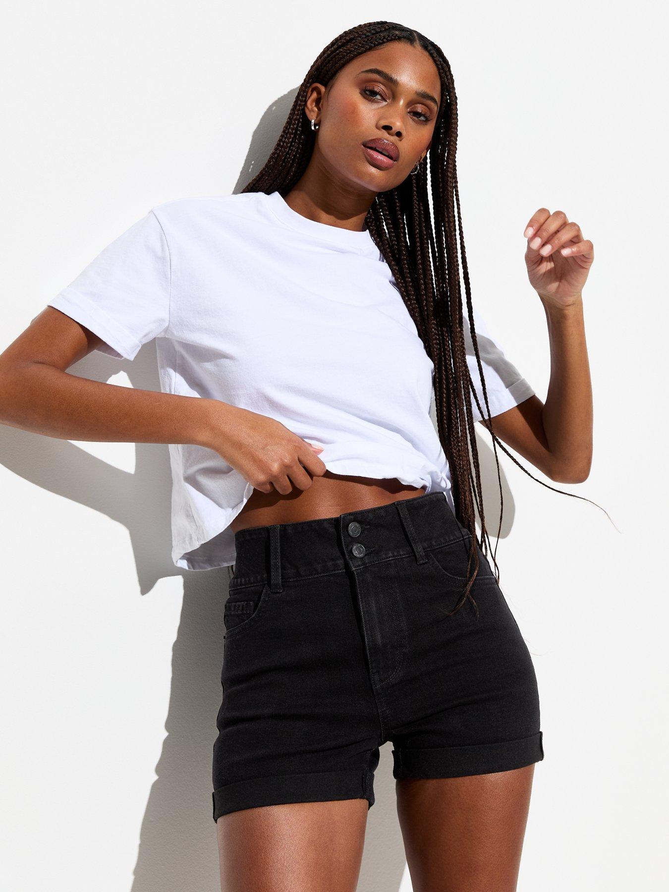 New look black denim shorts on sale