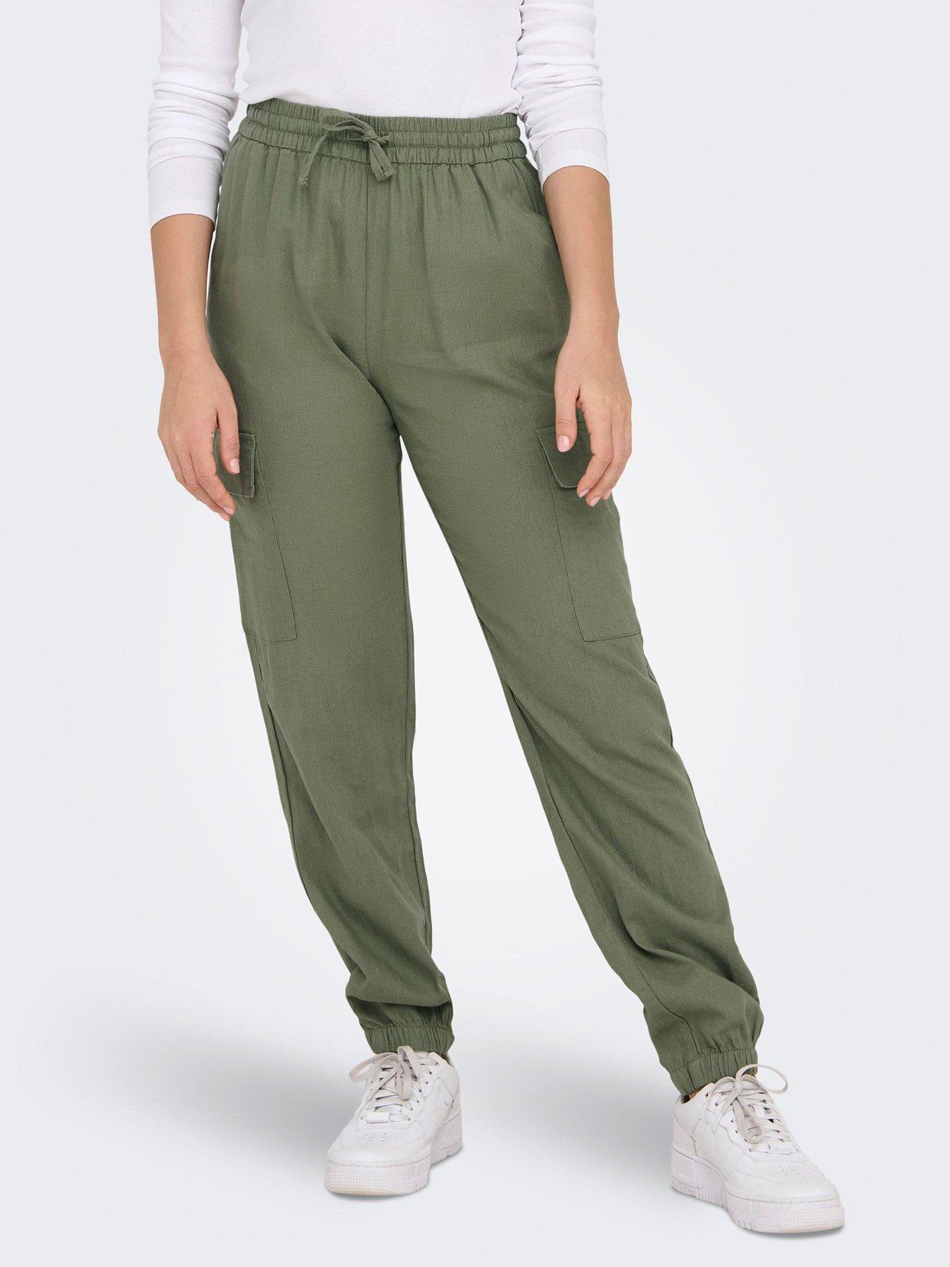 Only Linen Cargo Jogger - Green | Very.co.uk